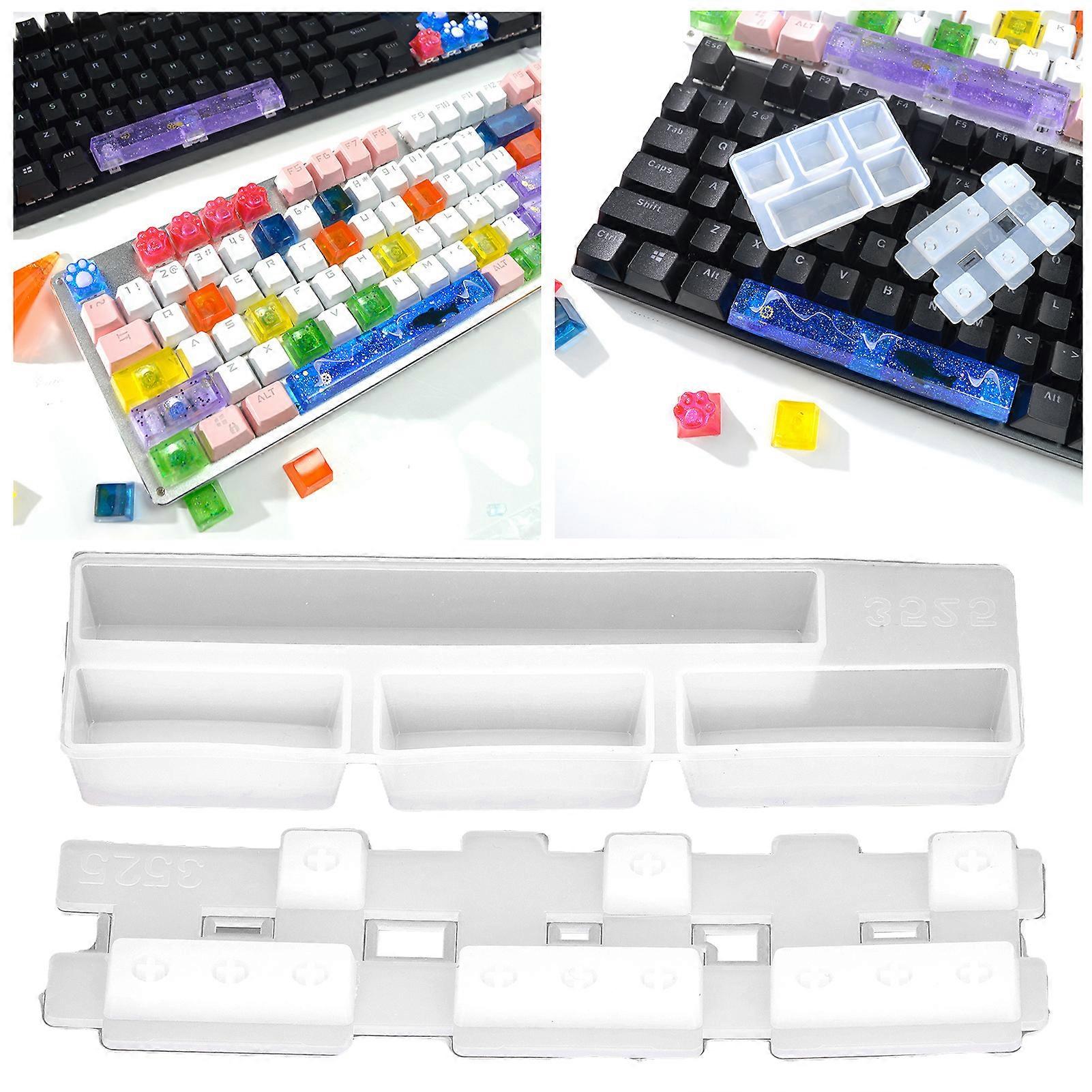 Keycaps Silicone Molds Bright Surfaces Reusable High Transparency DIY Silicone Keycap Resin Mold for Mechanical Keyboard