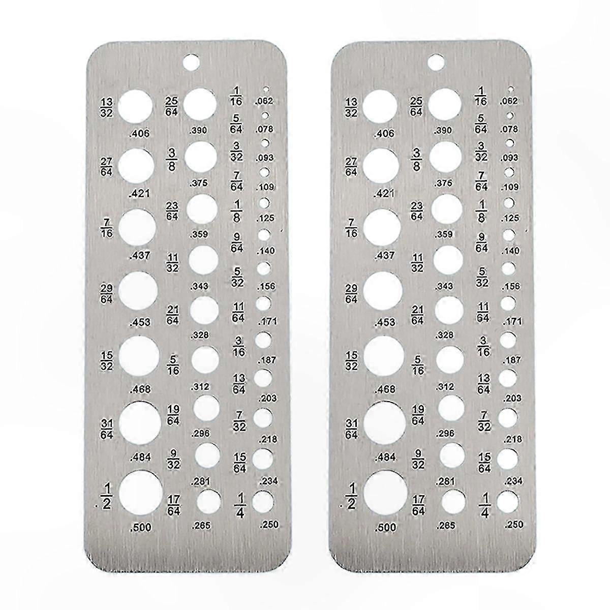 2-Pack Stainless Steel Drill Bit Size Gauges for 1/16" to 1/2" Bits, Bolt and Wire Diameter Index Tools