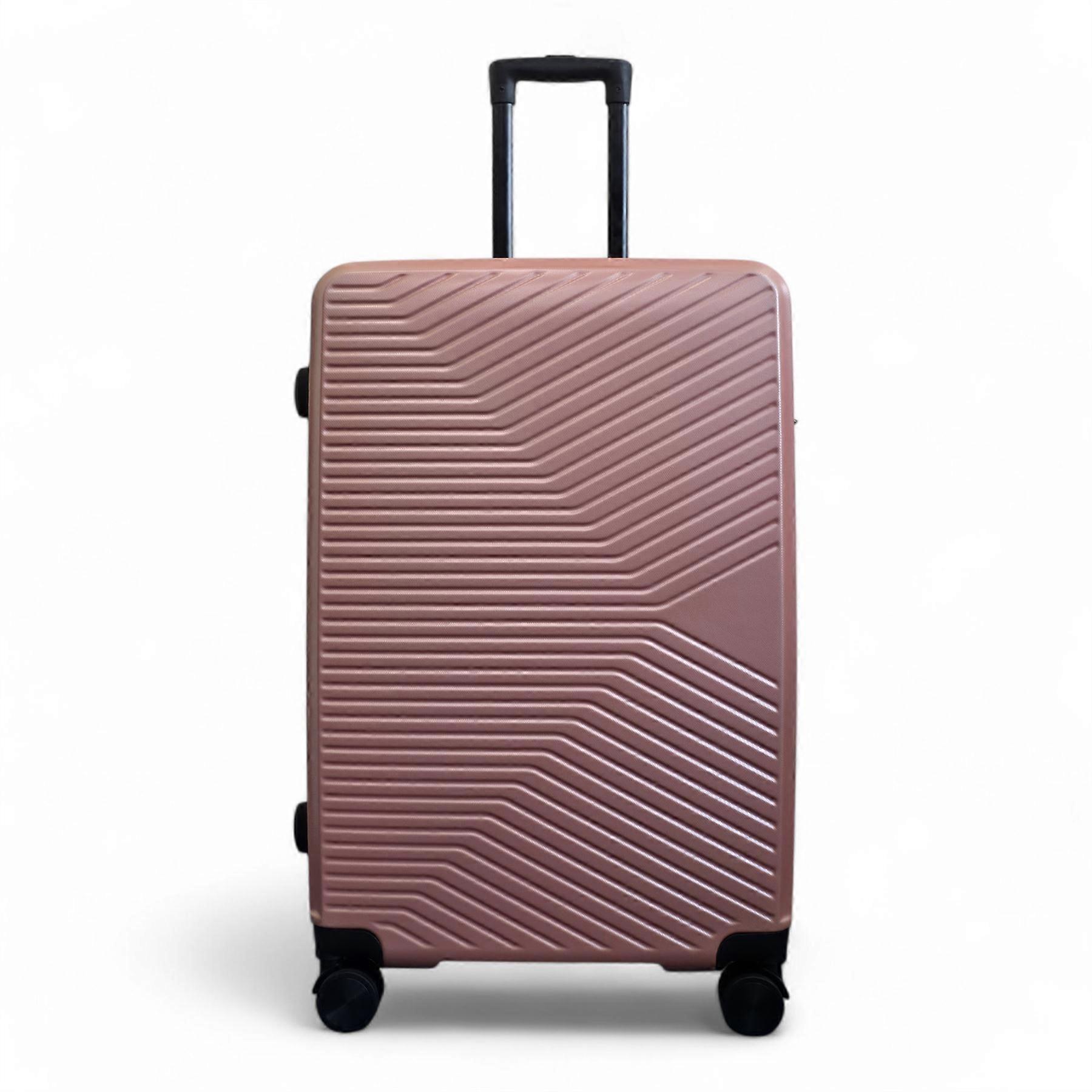 Strong Rose Gold Hardshell Suitcase Set Dual 4 Wheel ABS Luggage Pink Hard Shell Cabin Suitcase