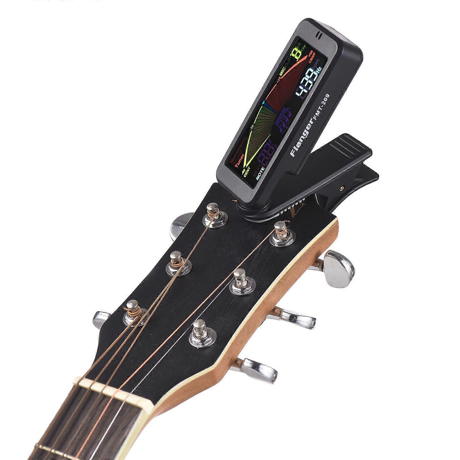Guitar Tuner Clip On for Chromatic Guitar Bass Violin Ukulele Color LCD Display Screen Portable Guitar Tuner with Foldable Rotating Clip Professional