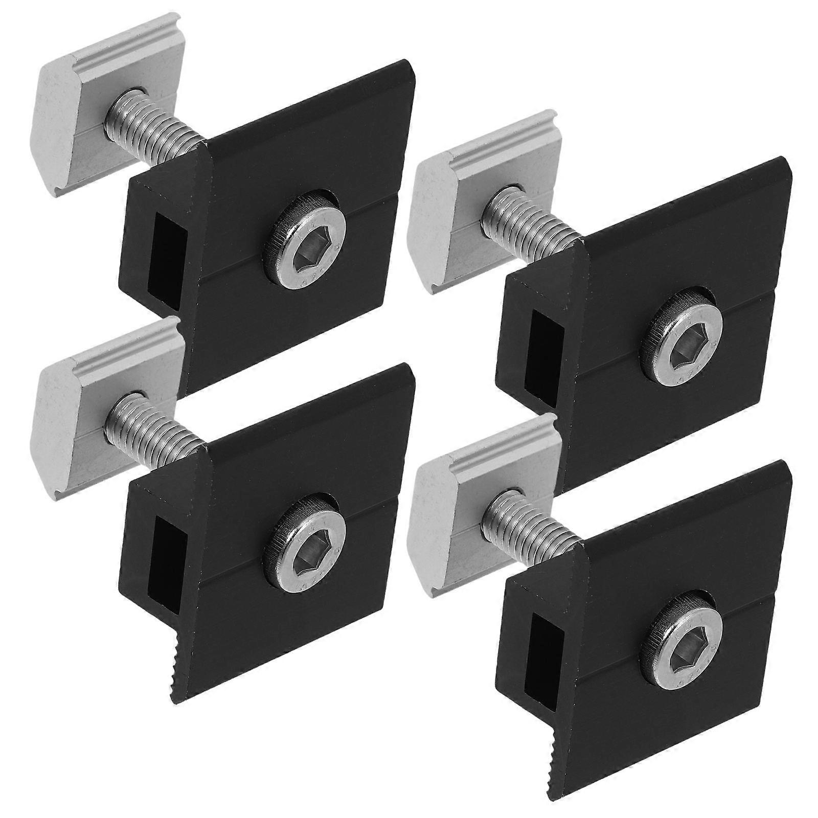 Solar Mid Clamp Aluminum Alloy Solar Panel Mount 4Pcs Black Bracket