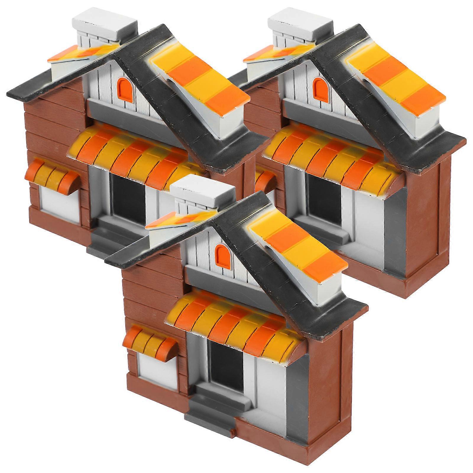 Mini House Model for Decoration Made of Durable Plastic Perfect for Creative Scenes 3Pcs