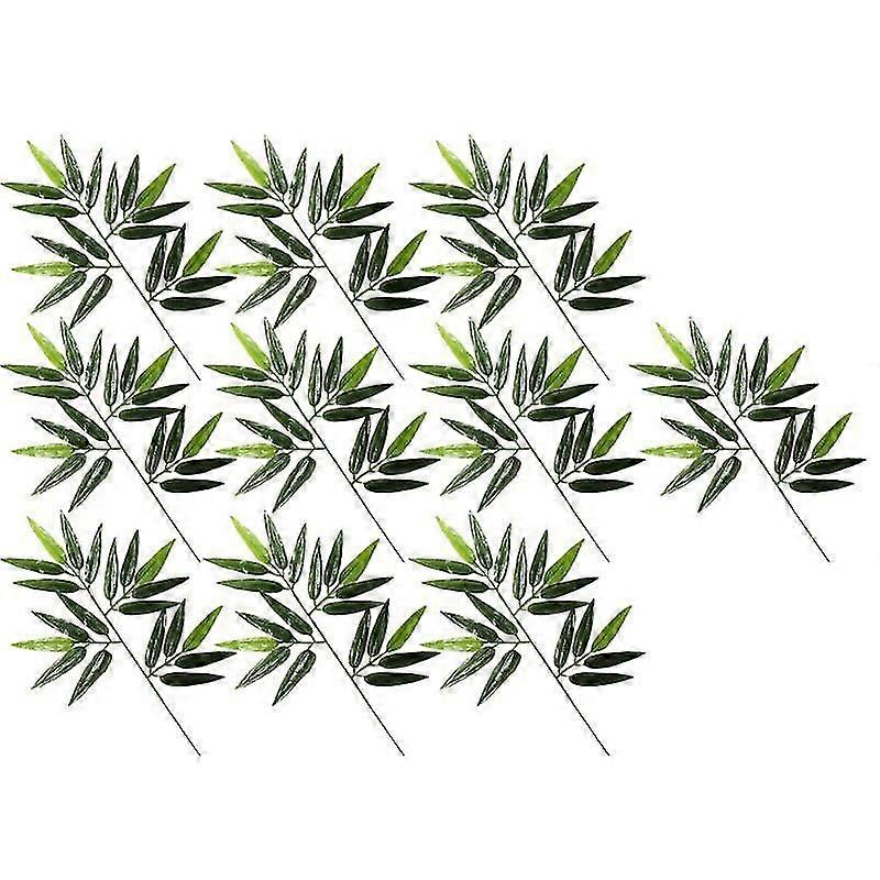 10Pcs/Set Artificial Bamboo Leaf Realistic Appearance Refreshing Plastic Bright Color Simulation Gre