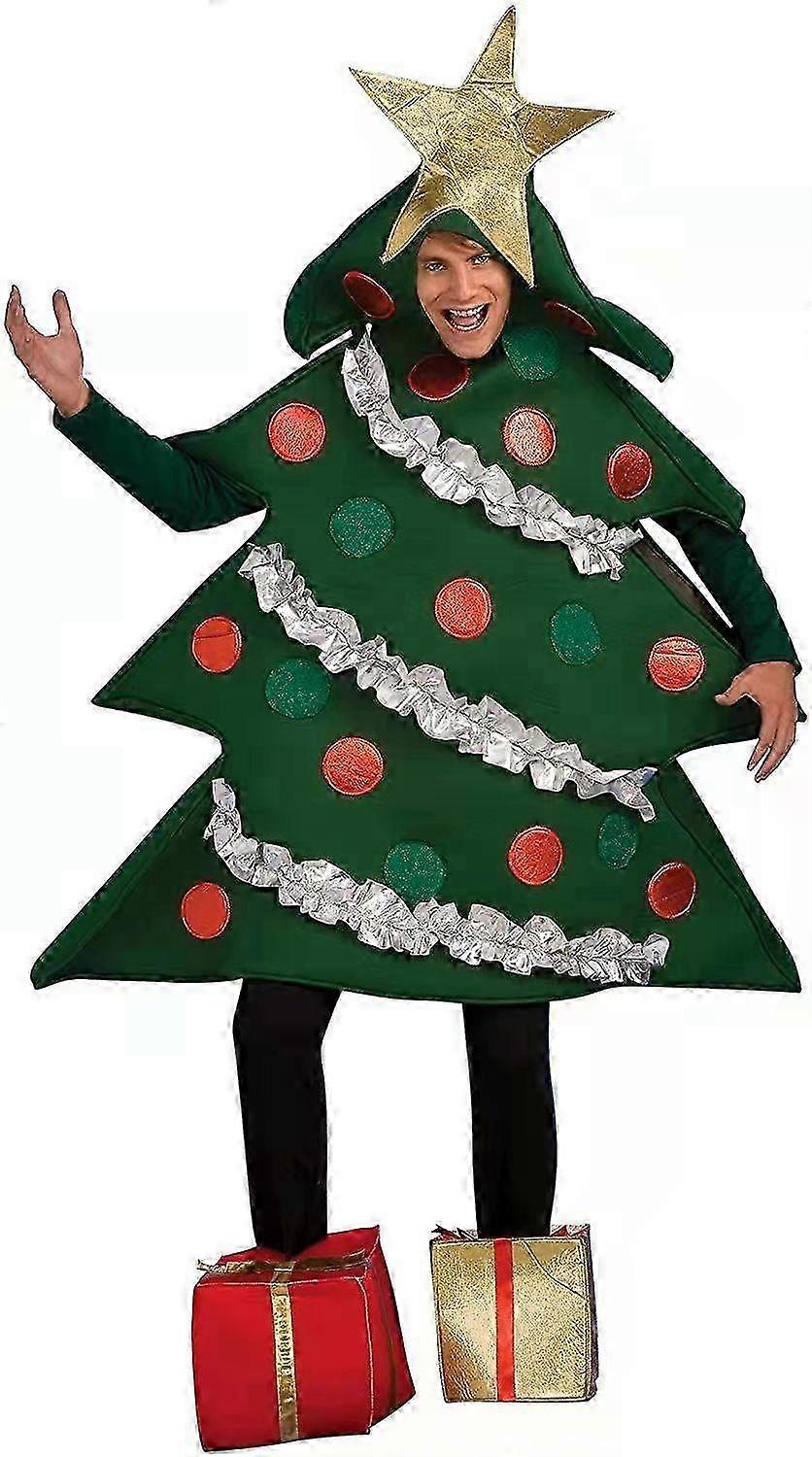 Erwachsene Kinder Weihnachtskostüm Christbaumkleid mit Geschenk...