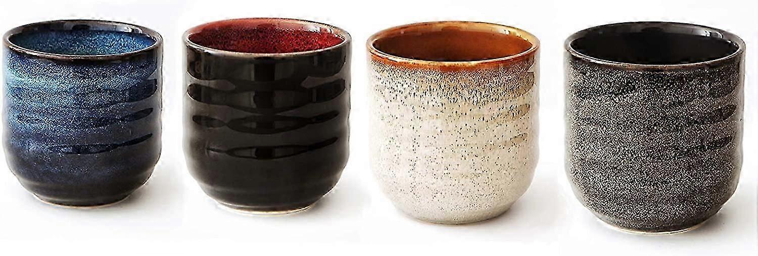 Japanese Style Ceramic Tea Set, 4 Cups, Multi-Color