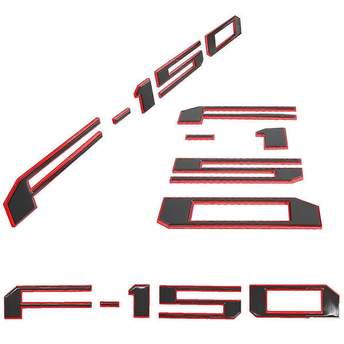 3d Raised Tailgate Insert Letters- 3m Adhesive Emblem(red Edge& Black)