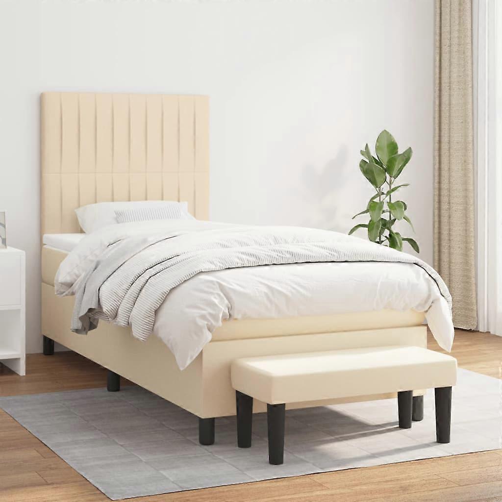 Boxspringbett mit Matratze Creme 90x190 cm Stoff