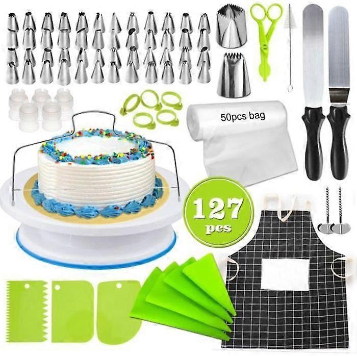 Cake Turntable, 127-Piece Baking Kit Turntable Cake Stand Icing Decorating Equipment