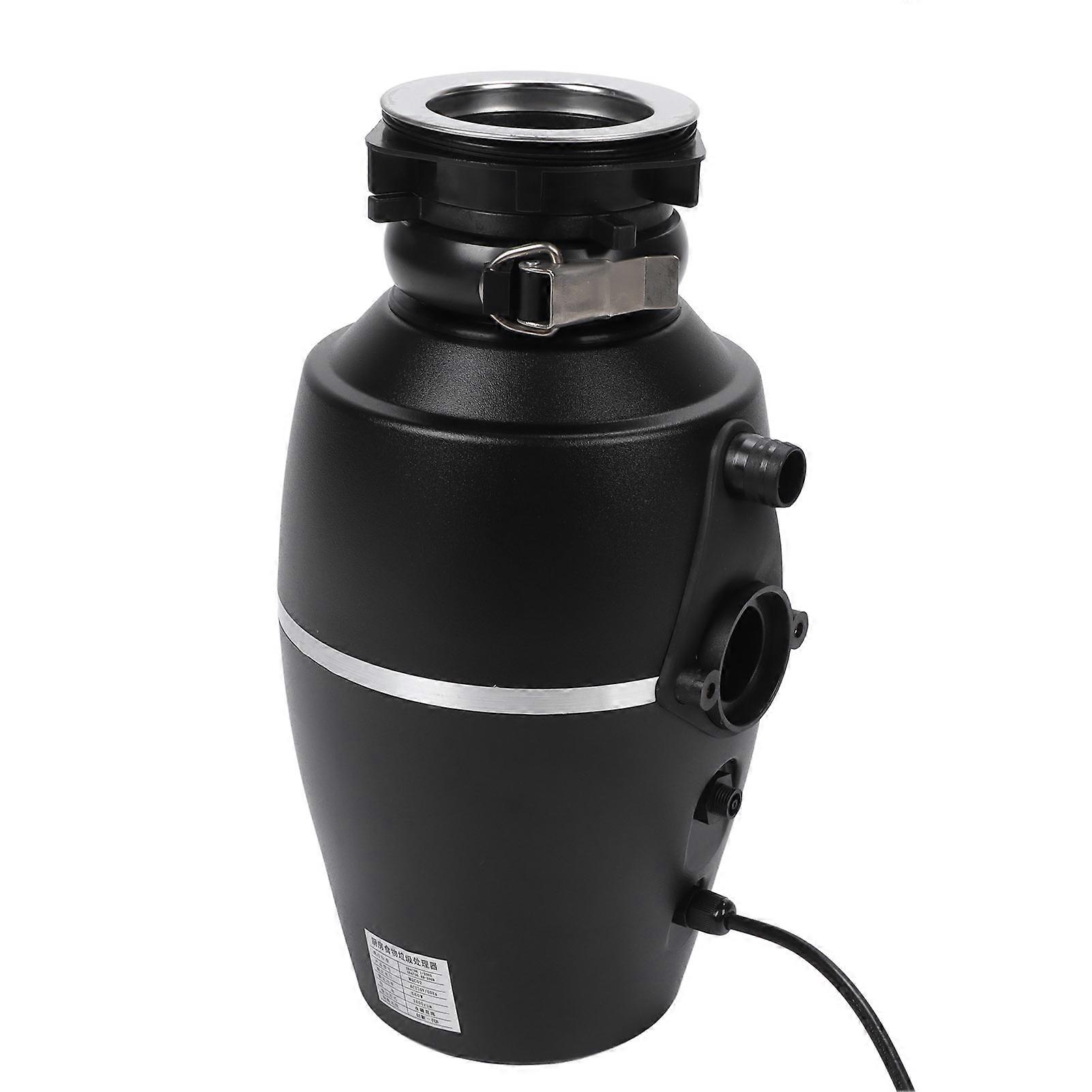 Black 1HP Continuous Feed Garbage Disposal 1300mL Quiet 3800RPM