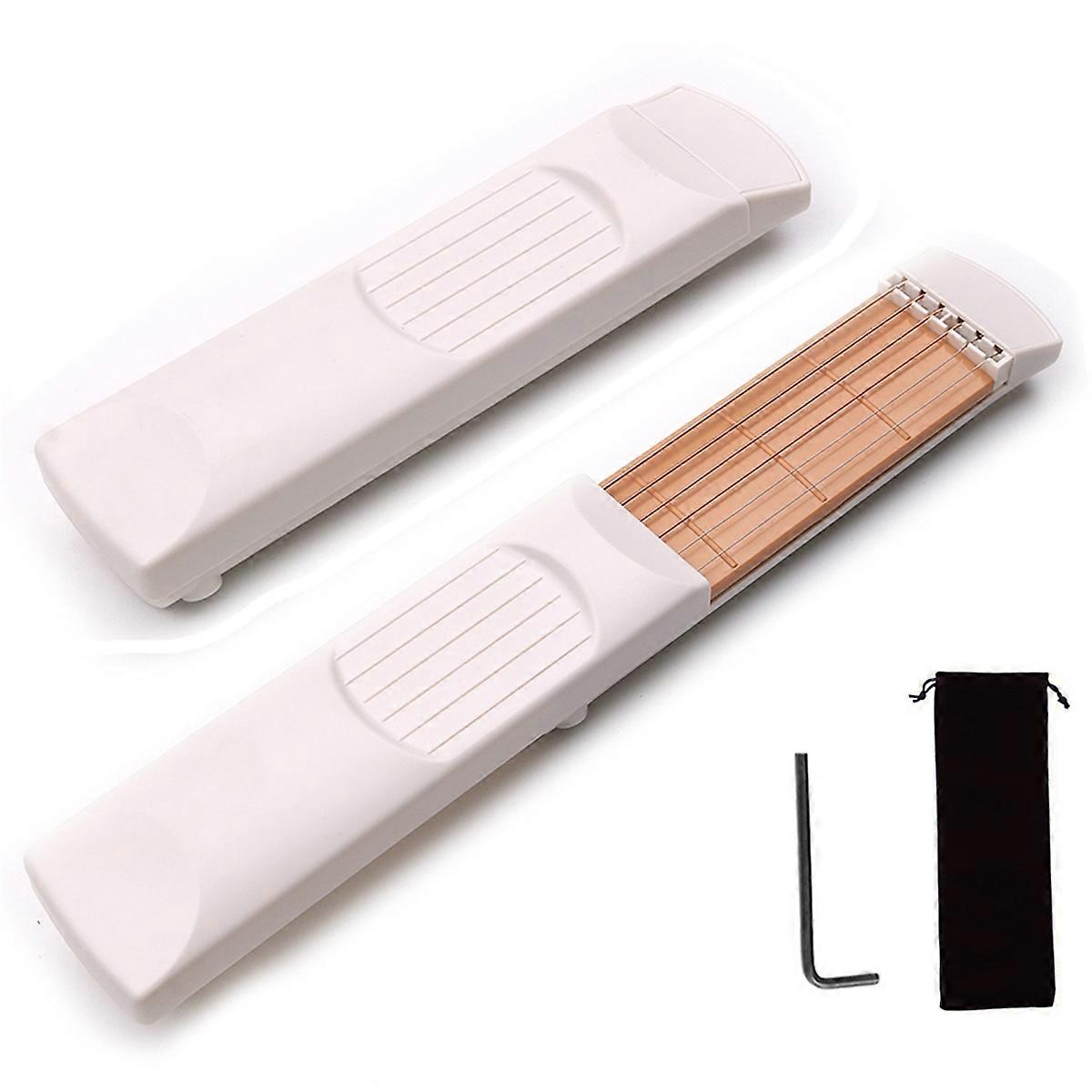 Travel Guitar Pocket Guitar 6 Fret Chord Trainer Portable Tool for Beginners with Rotatable Screen