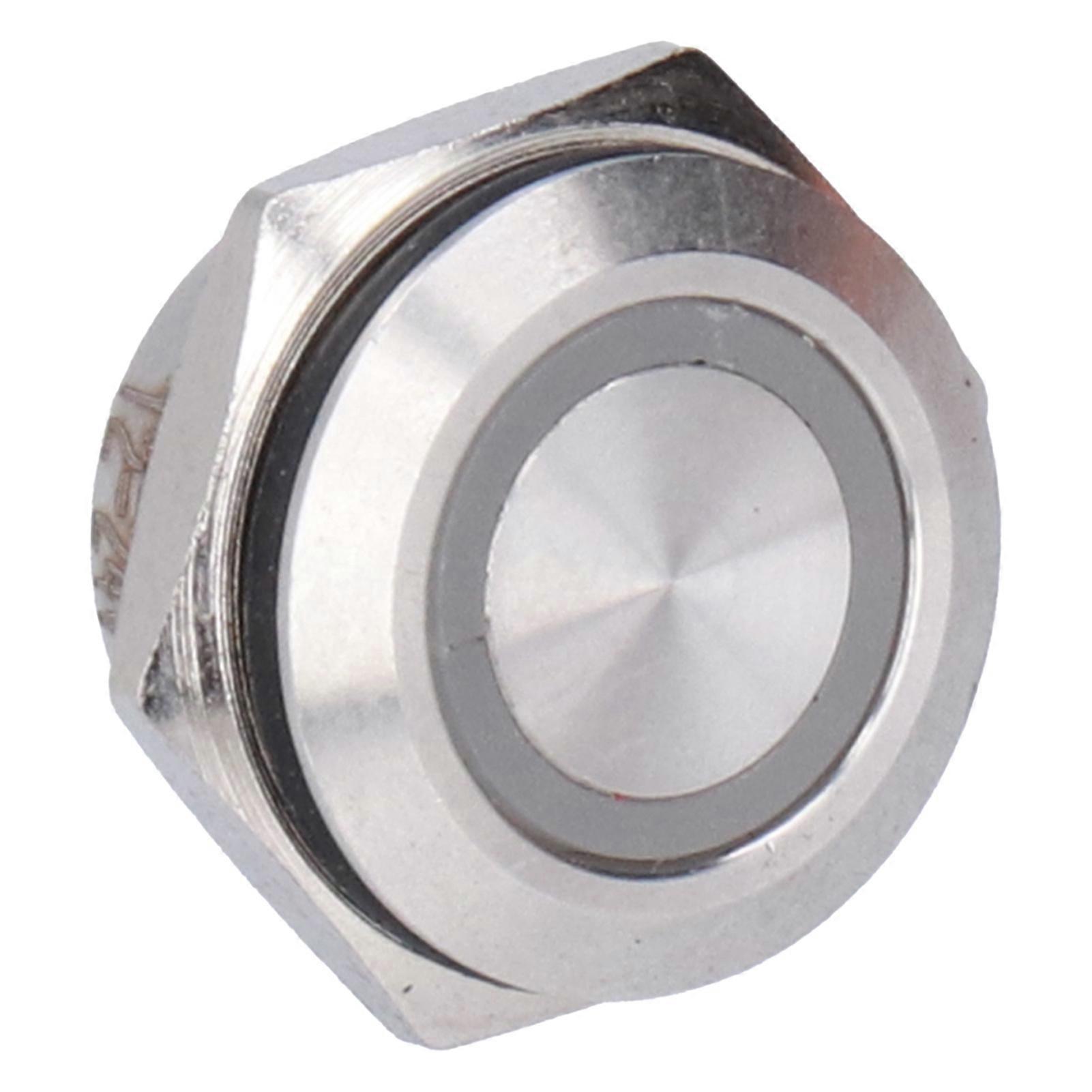 5Pcs Momentary Push Button Switch Metal Auto Reset Ultra Thin Waterproof with LED 16mmAC220V Yellow