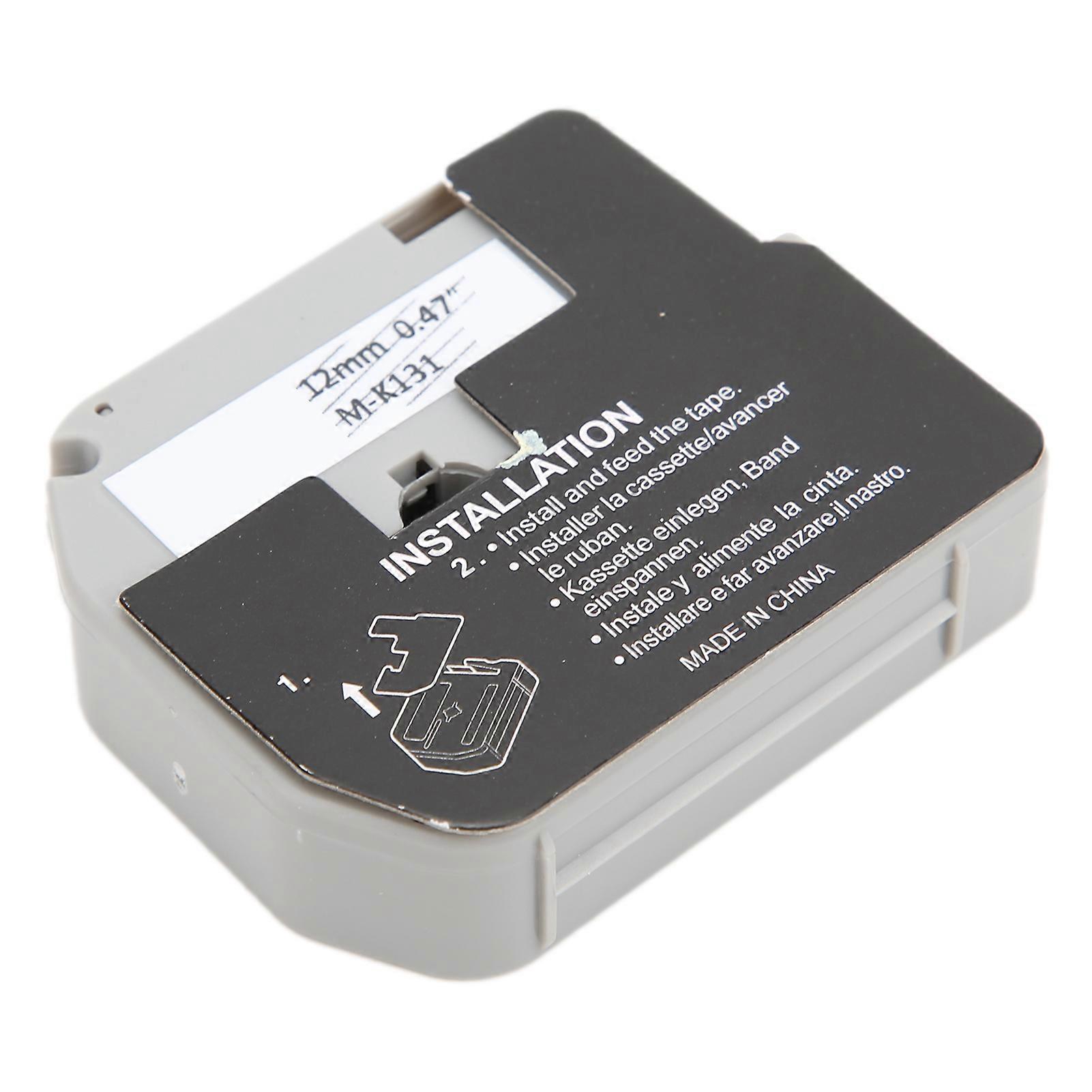 Label Maker Refill Tape 12mm x 8m Black on Transparent Ribbon