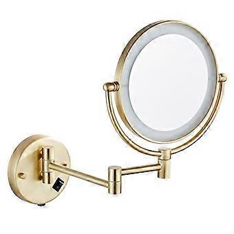 Dressing Mirror Wall Mounted 8 Inch Brass 3X/1X Magnifying Mirror Brushed Gold Folding  Mirrors