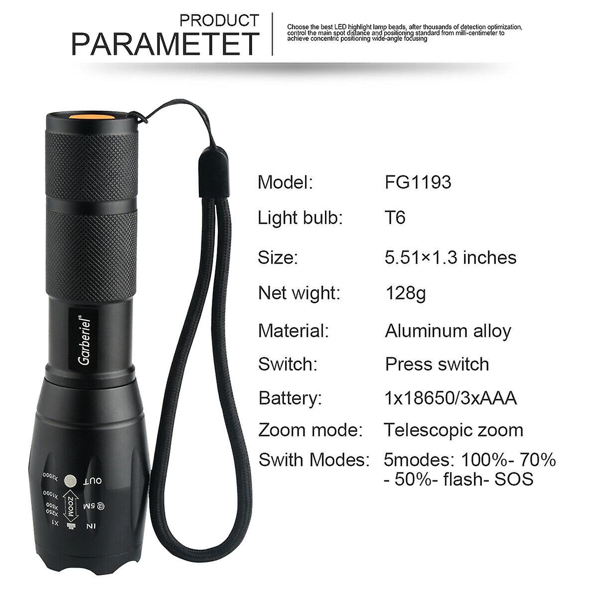2x Tactical T6 Led Super Bright Zoom Flashlight Torch With 18650 Battery | Fruugo US 2x Tactical T6 Led Super Bright Zoom Flashlight Torch With 18650 Battery | Fruugo US