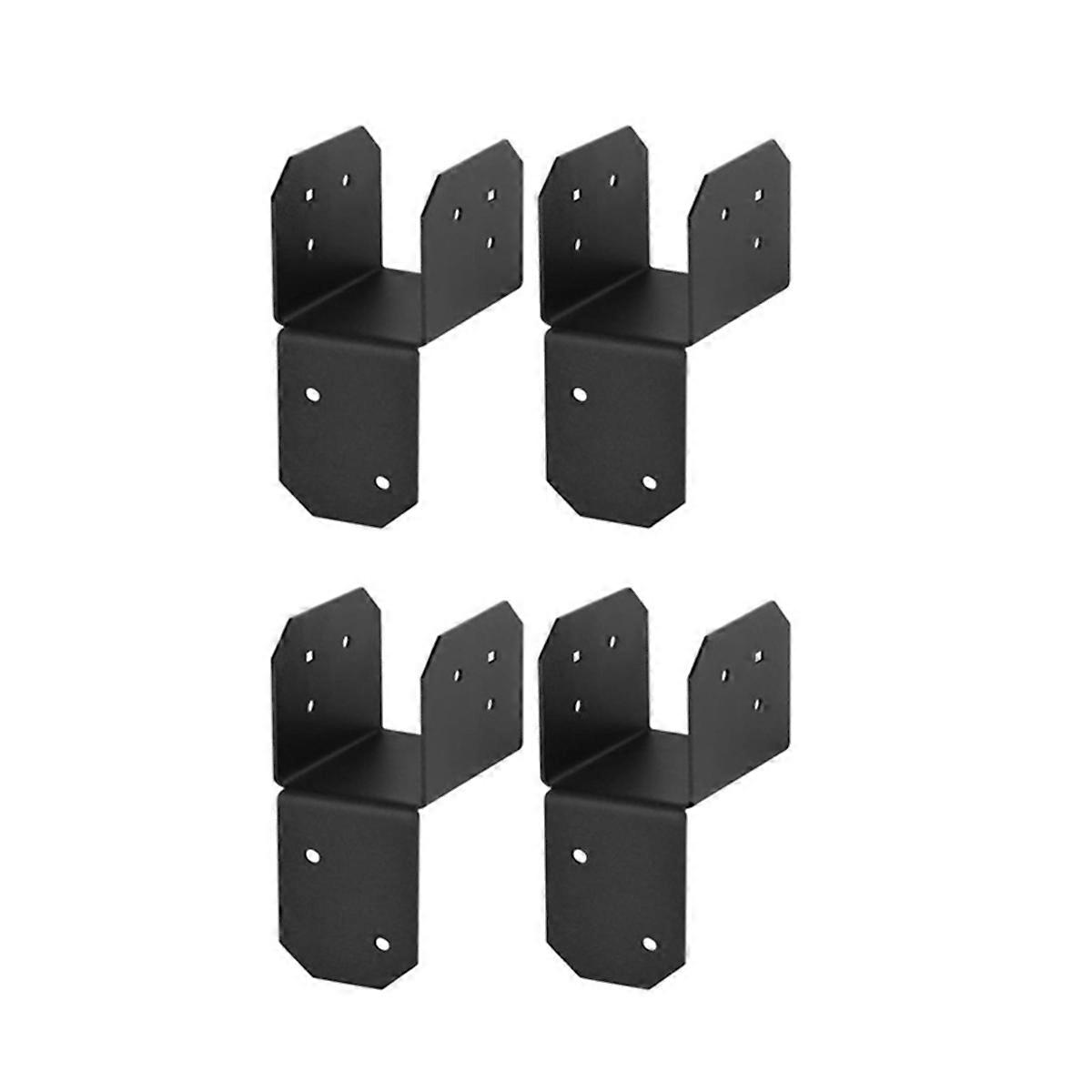 4 Pcs Black Joist Anchor Connector Fit 2x4 Post,18 Gauge Roof Tie Header Hanger Joint Post Cap for Wood House A