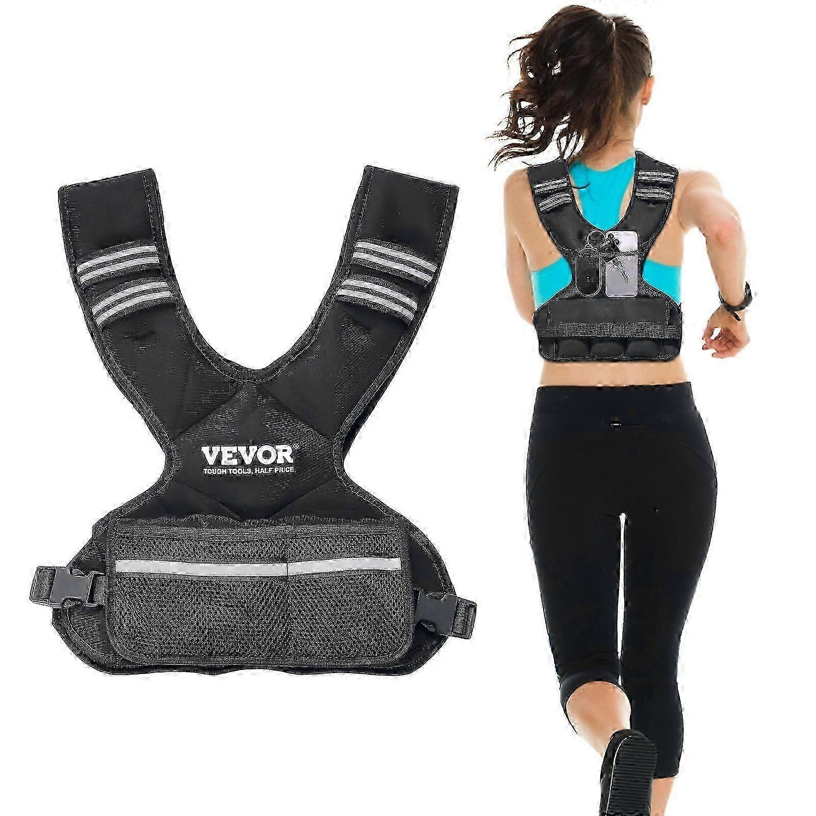 Adjustable Weighted Vest, 11-20lb Weight Vest with 6 Ironsand Weights and Reflective Stripe, for Strength Training Running Jogging