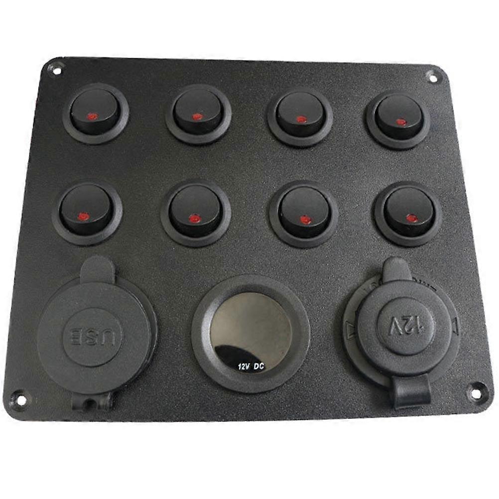 Cat Eye Switch Panel 8 Gang on-Off Rocker with Dual USB for Car Use