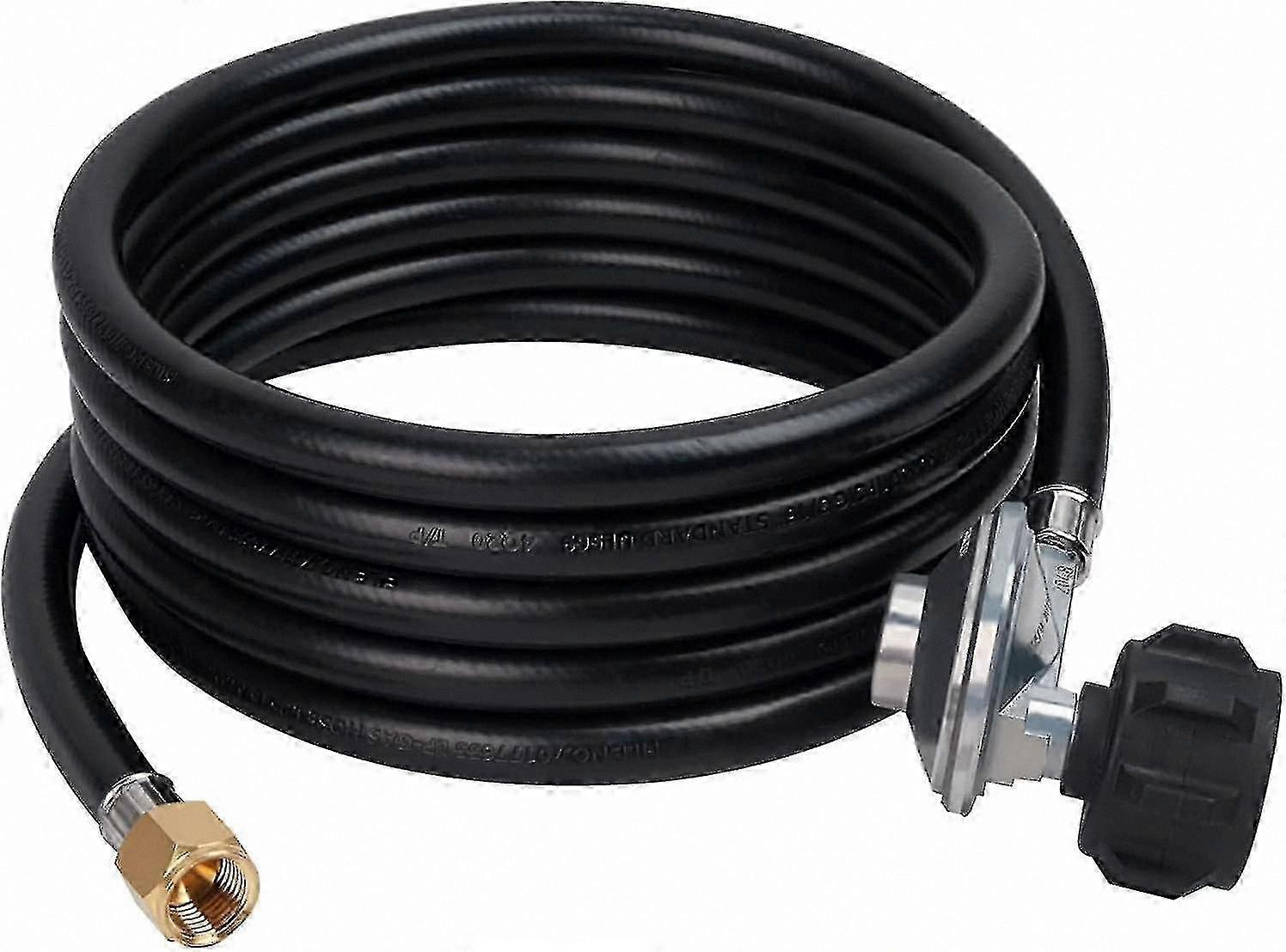 12ft Propane Hose with Regulator, Compatible with Fire Pits, Patio Heaters, Gas Grills, 3/8 Inch Female Flare Connection