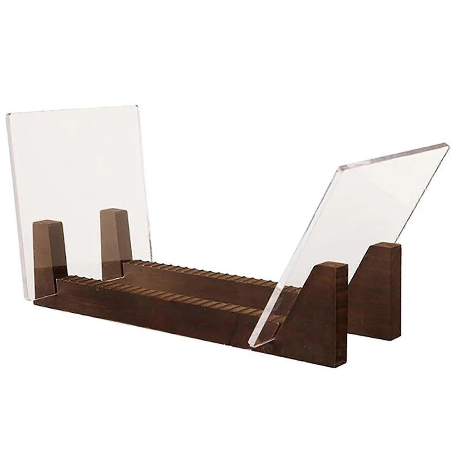 Record Display Rack Large Capacity Wooden Display Stand Brown Vinyl Records Storage Holder