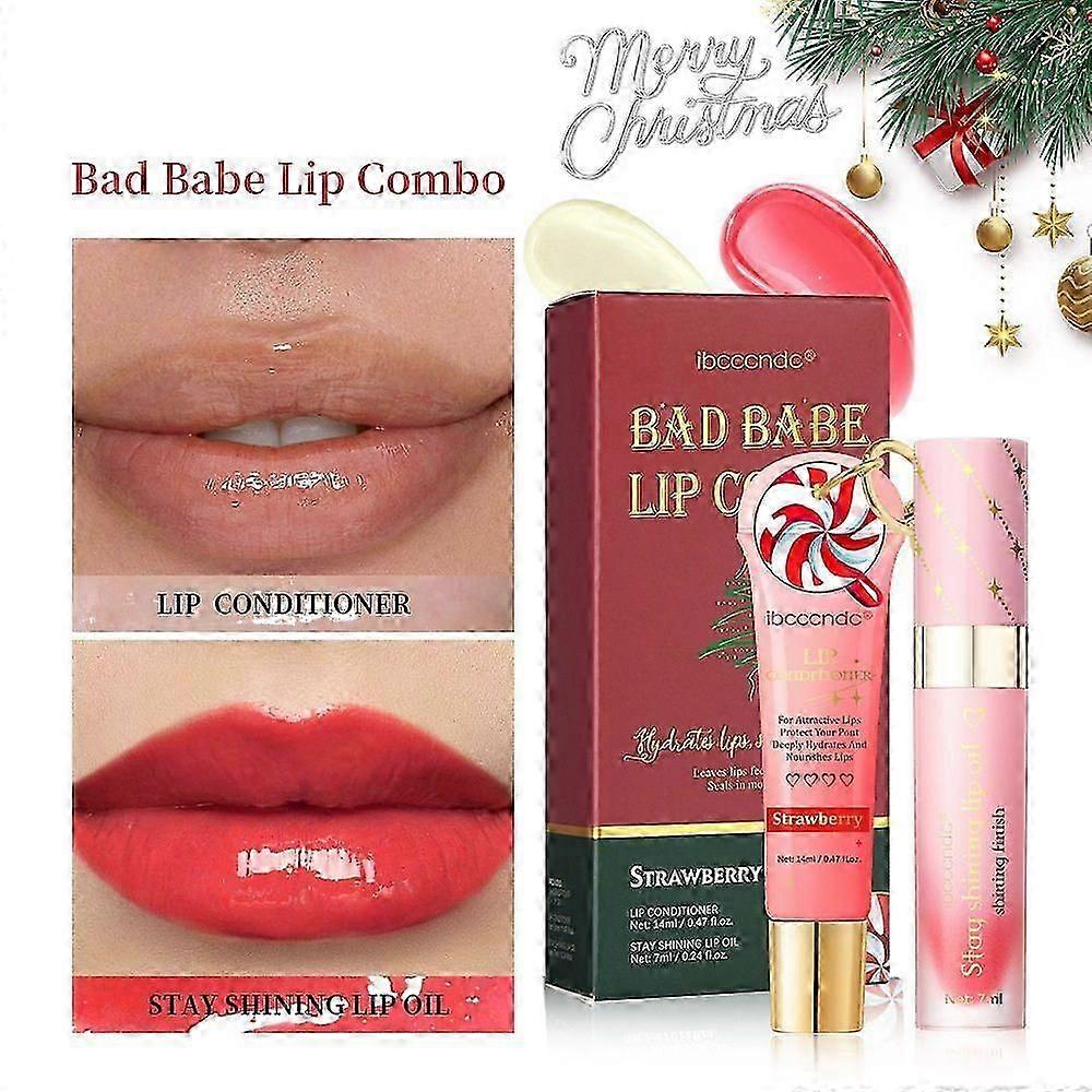 Lip Conditioner & Lip Oil Set, Moisturizing Lip Balm Set with Lip Gloss & Balm for Dry and Chapped Lips, Hydrating Lip Care Set for Soft & Smooth Lips