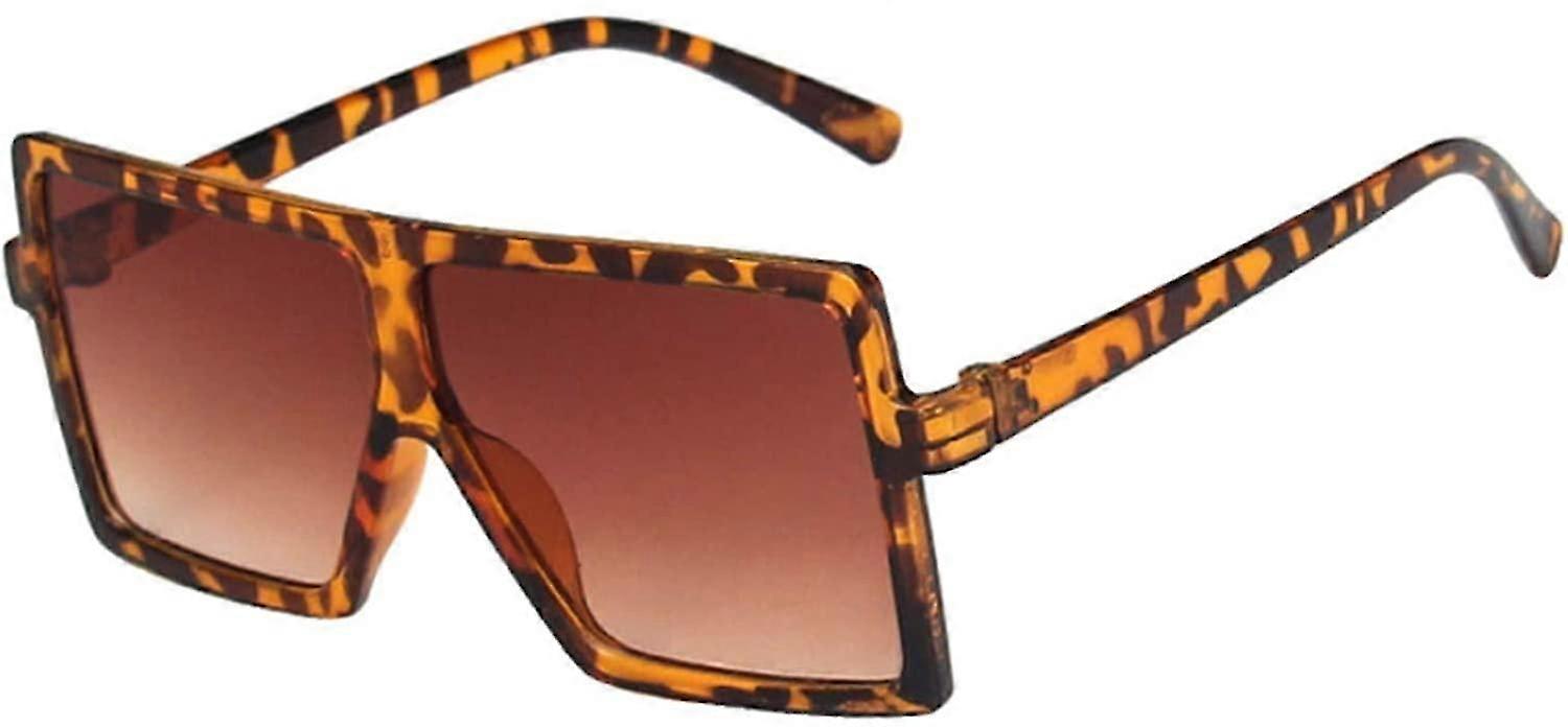 Oversized štvorcové slnečné okuliare pre deti, Flat Top Fashion Shades slnečné okuliare pre dievčatá a chlapcov---- Leopard
