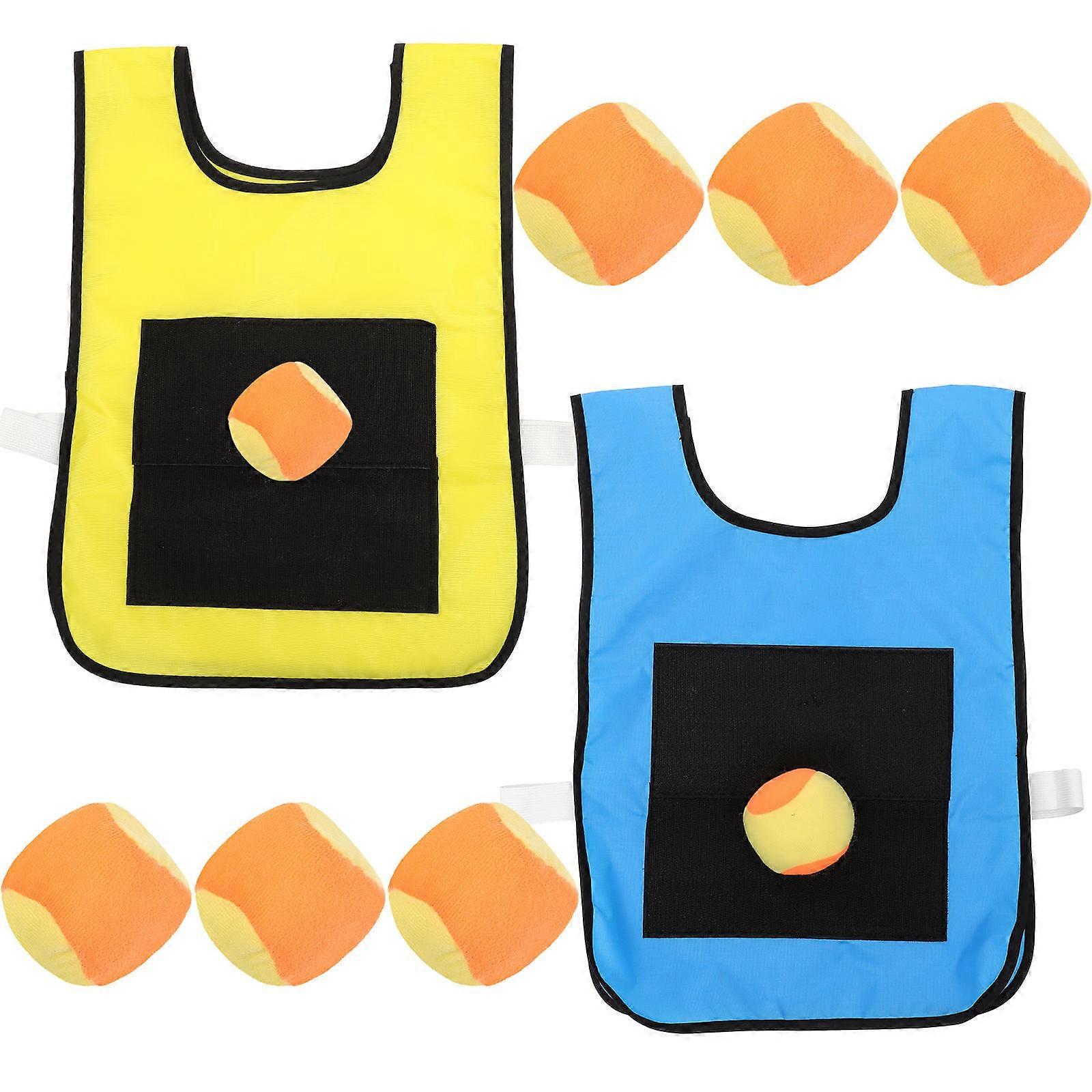 Sticky Vest For Ball Games Designed For Toddlers 1 Set Including 2 Vests And 10 Pcs Of Colorful Sponge Balls For Group Play