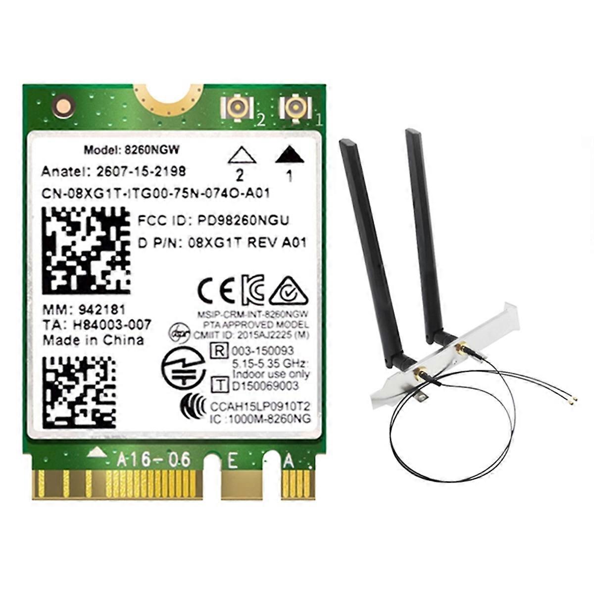 8260 8260NGW WiFi Card+External Antenna Dual-Band 2.4G/5Ghz 867M BT4.2 AC8260 NGFF M.2 WiFi Wireless Card Module