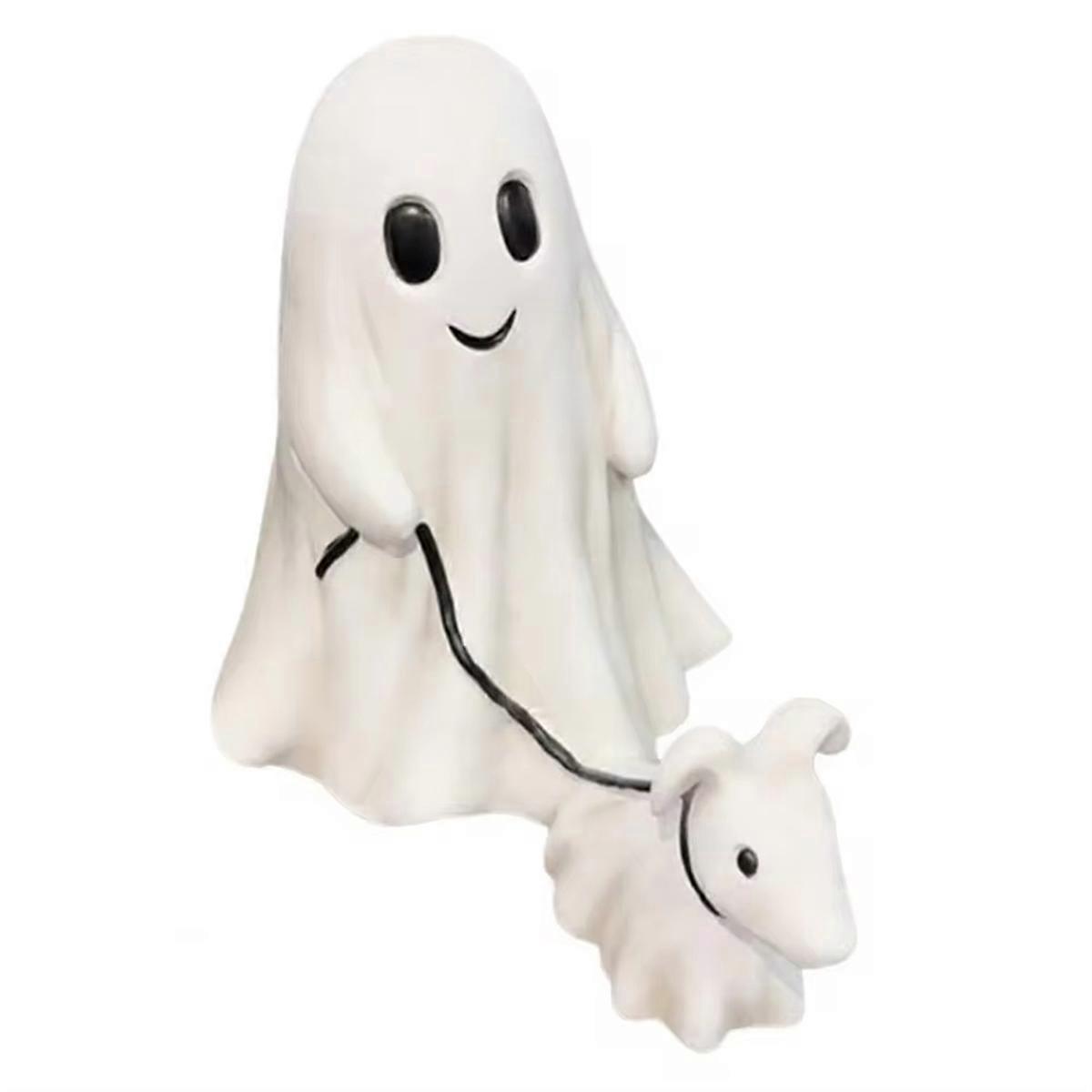 Ghost Walking Ghost Walking Dog Statue Halloween Ghost Decor B