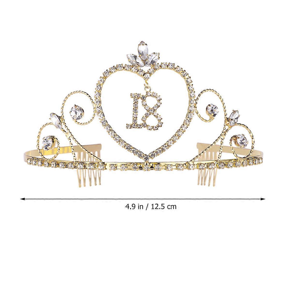 Urodzinowe akcesoria do włosów Korona ze stopu do dekoracji 1 sztuk złoty grzebień z kryształu górskiego