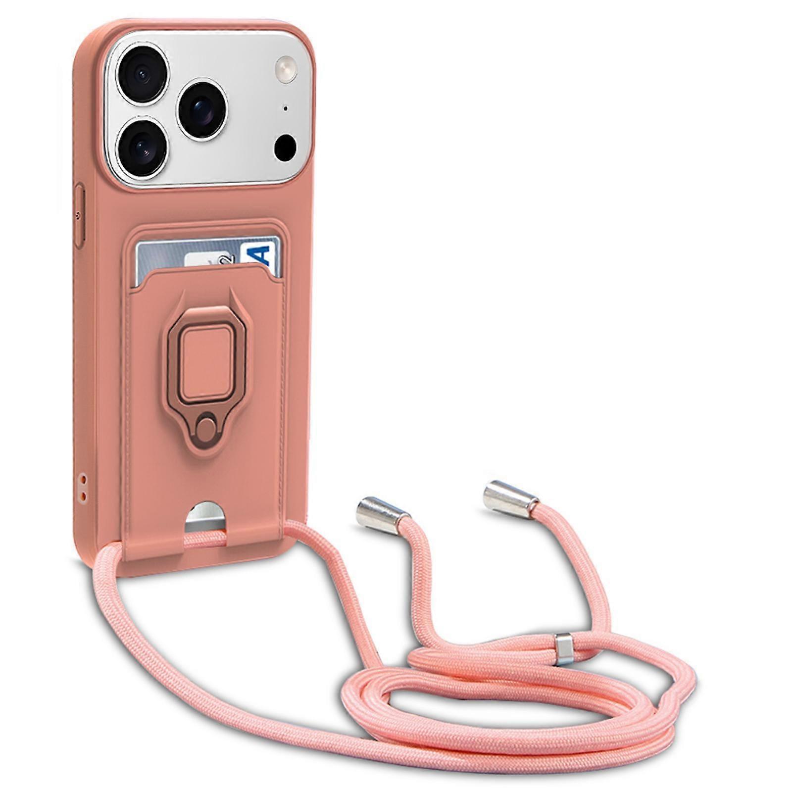 Sliding Camshield Magnetic Card Holder Silicone Phone Case with Lanyard