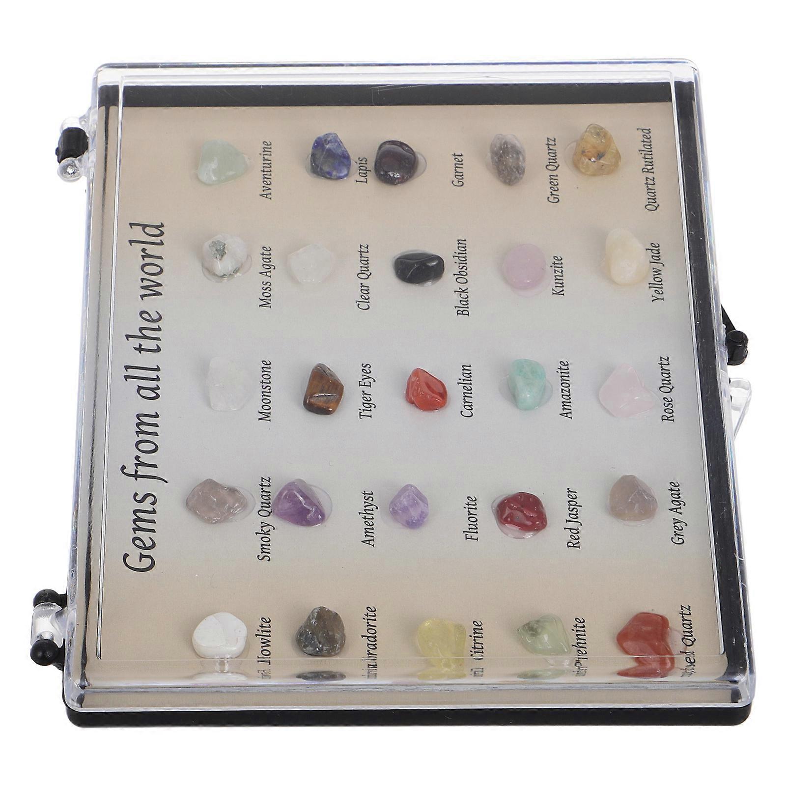 Mini Crystal and Gemstone Display Case for Kids Education 2Sets
