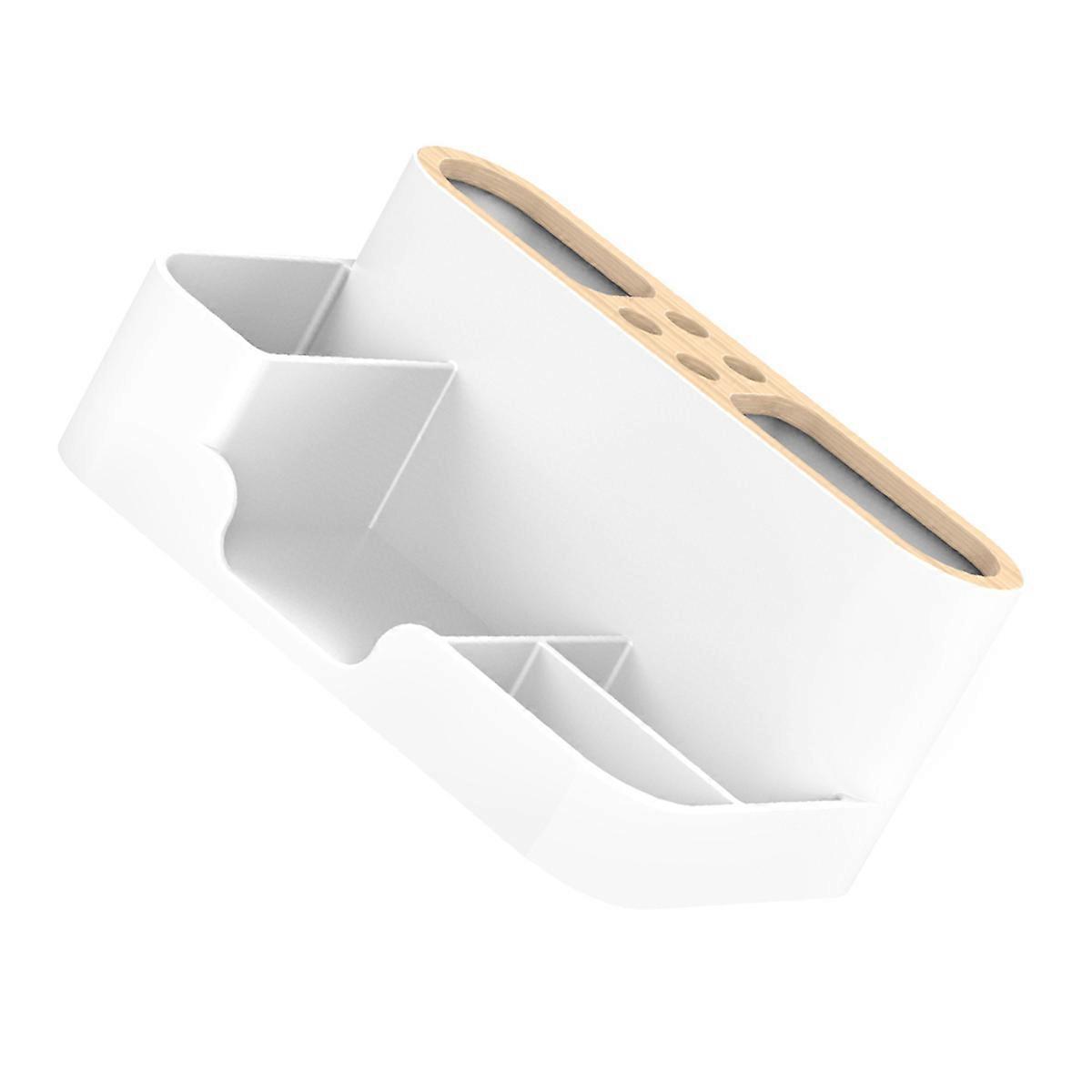 Multi-Functional Pen Container For Desk Organization At Office School Home White Rectangular ABS Resin Design 1Pcs