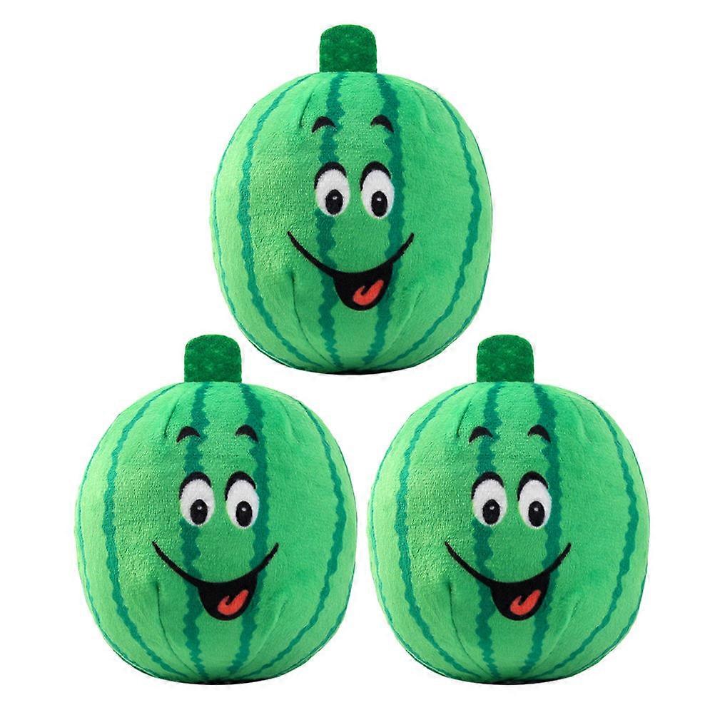 Dog Chew Toy Green Plush Watermelon Sound for Pet Training 6Pcs