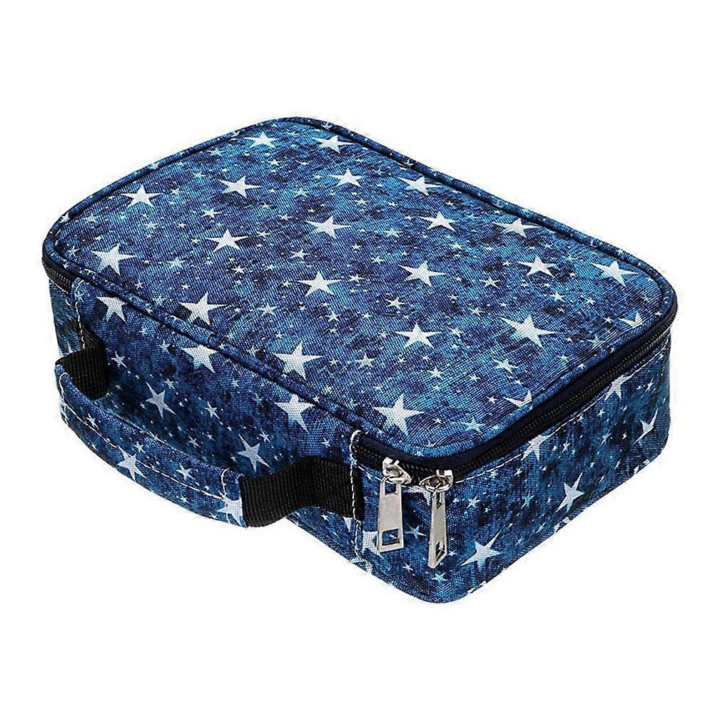 Rectangular Zipper Pencil Case Large Capacity Holder for Art Students Dark Blue 1Pc