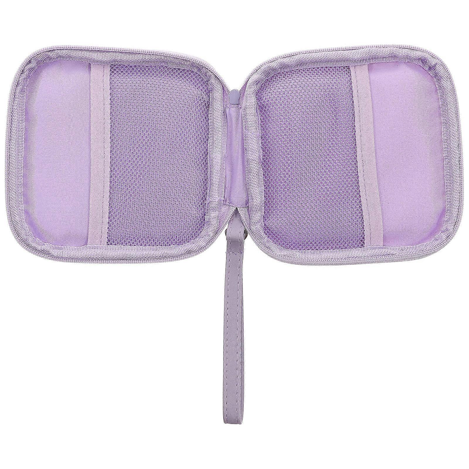 Earphone Case for Protection Use Purple 4Pcs Data Cable Storage Box