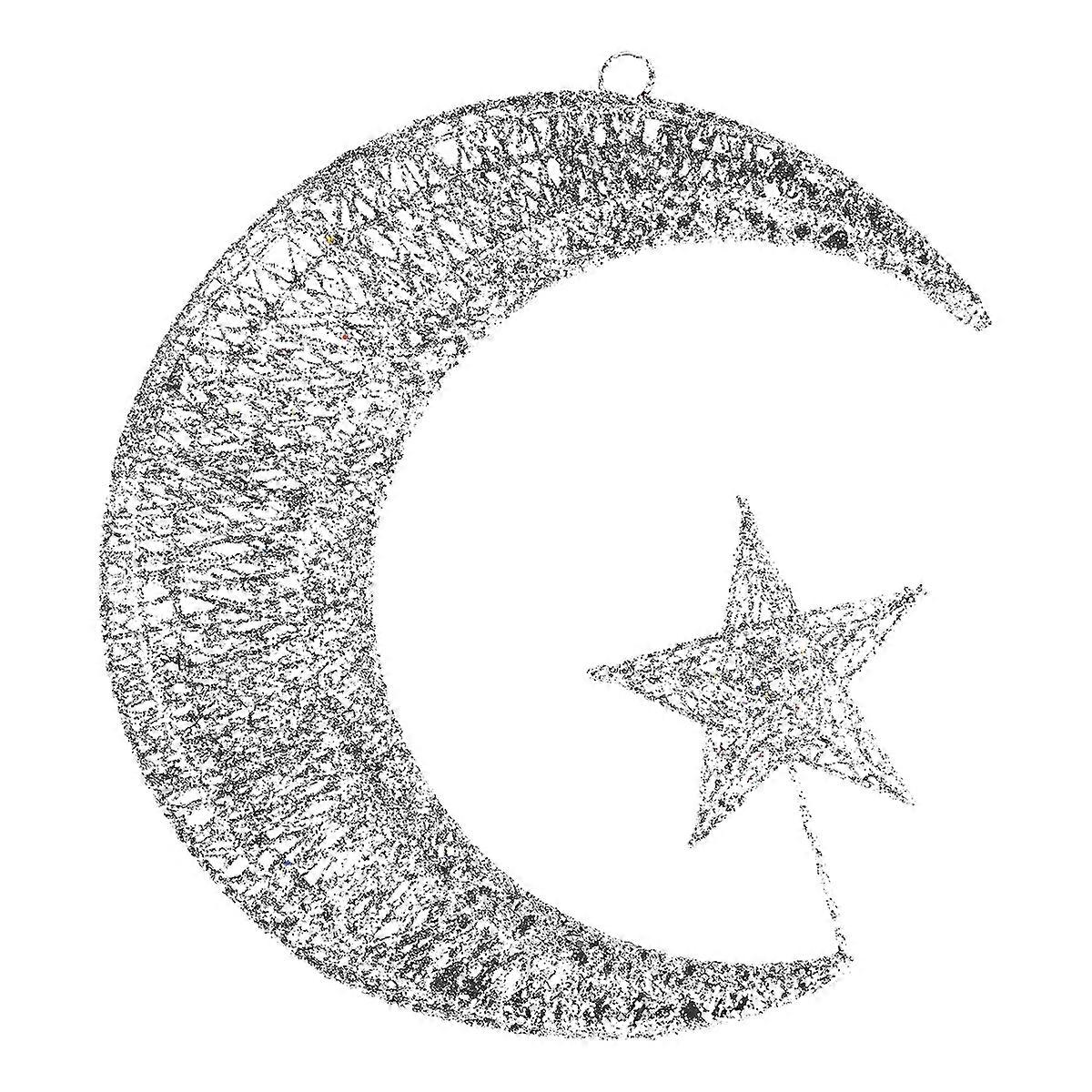 Moon Star Wall Decor Silver Hanging Pendant for Christmas 3Pcs