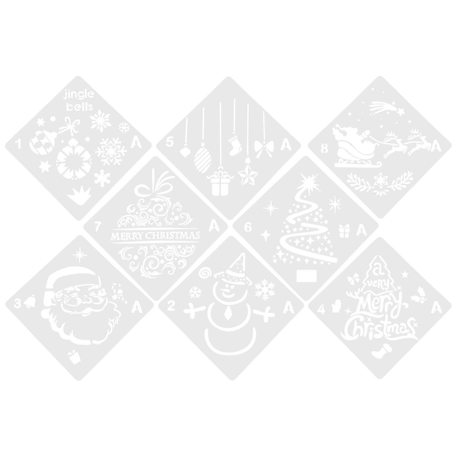 Multi-Purpose Spraying Stencil Drawing Template 2 Sets Suitable for DIY Crafts and Christmas Decorations with 13x13cm Dimensions in White PET