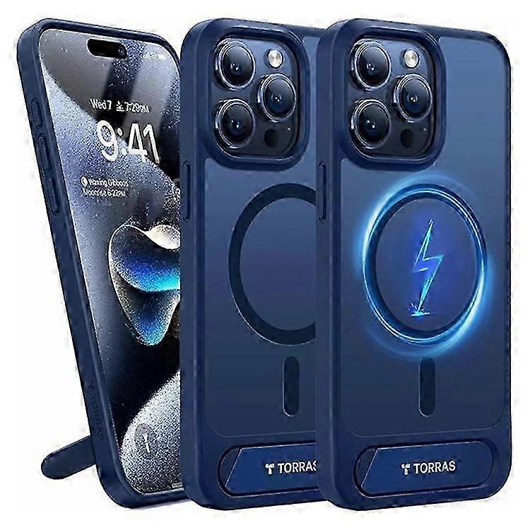 Capa TORRAS compatível com iPhone 15 Pro com suporte TPU+PC e capa para celular compatível com MagSafe 25-26
