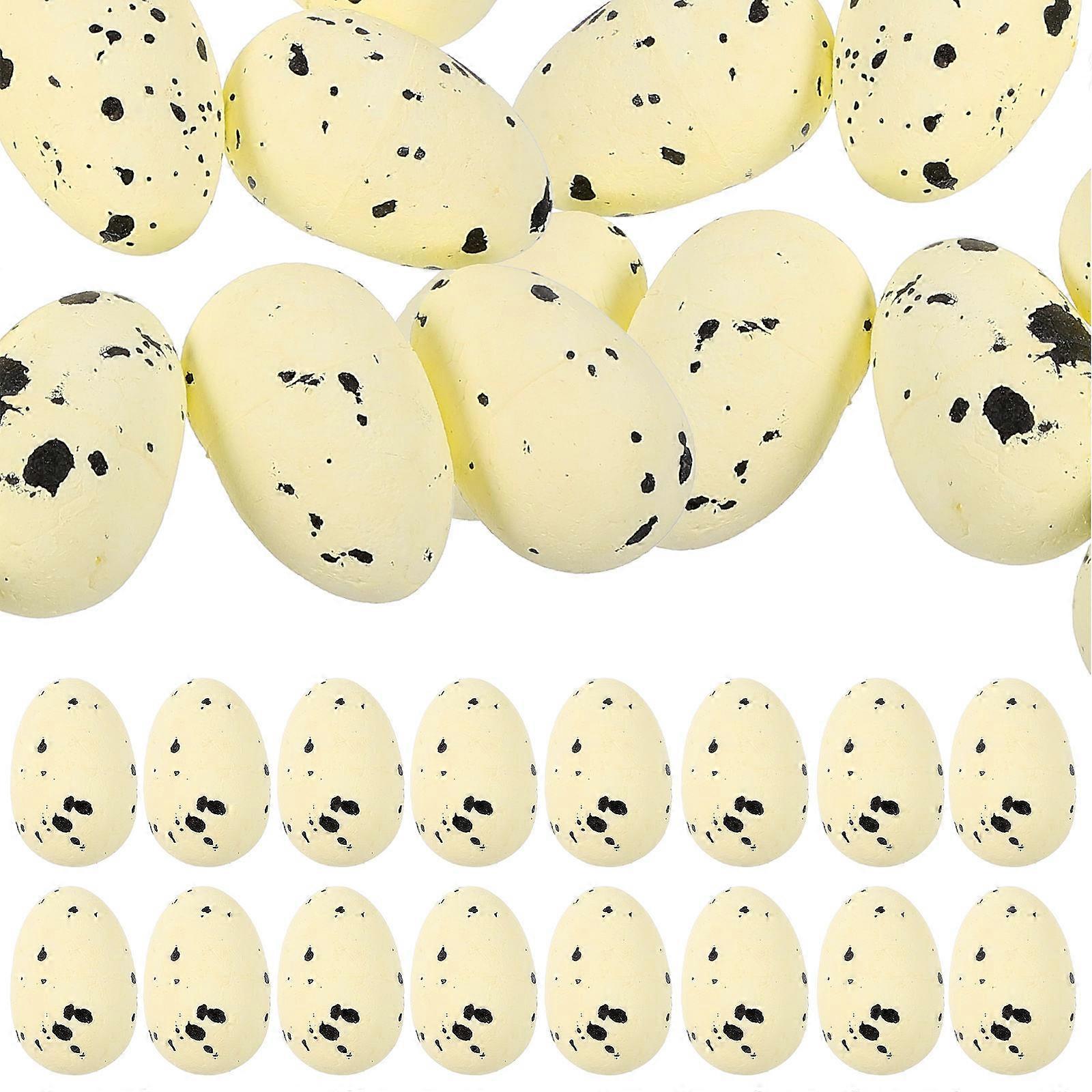 Foam Simulated Bird Egg Decorations for Easter Party 60Pcs Light Yellow