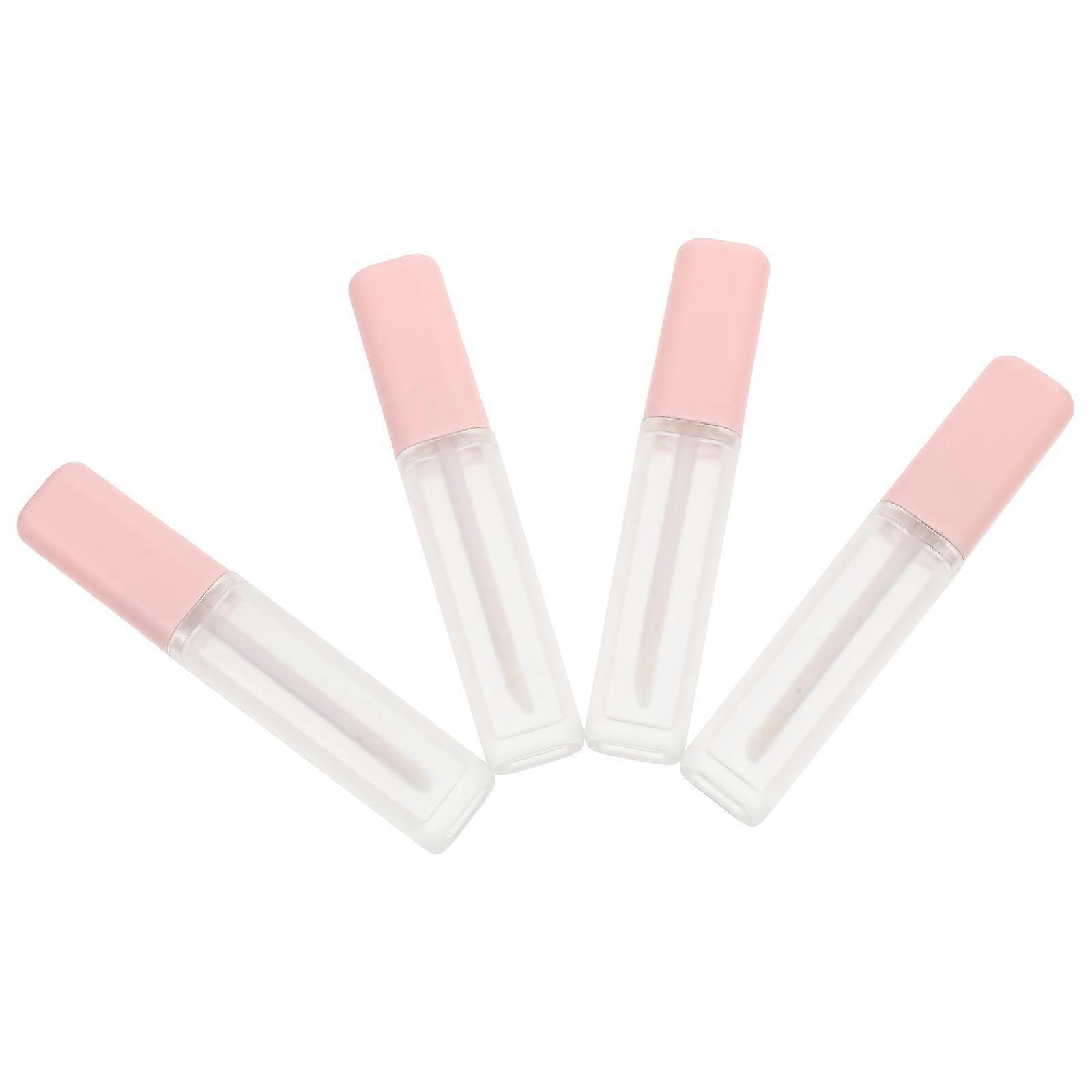 Square Lip Gloss Tubes Plastic for Storage 4Pcs Pink Makeup Bottles