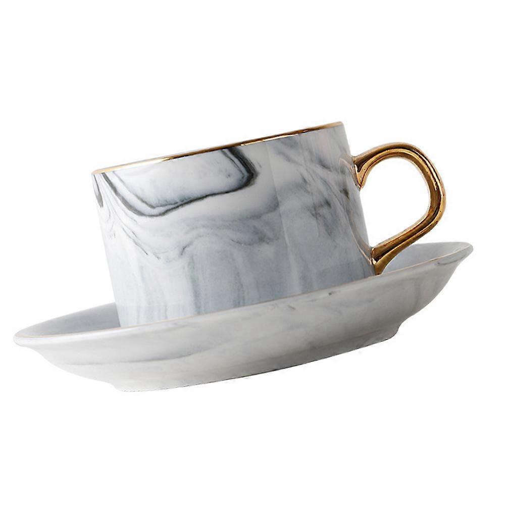 Afternoon Tea Ceramic Coffee Mug with Saucer 3Sets Grey