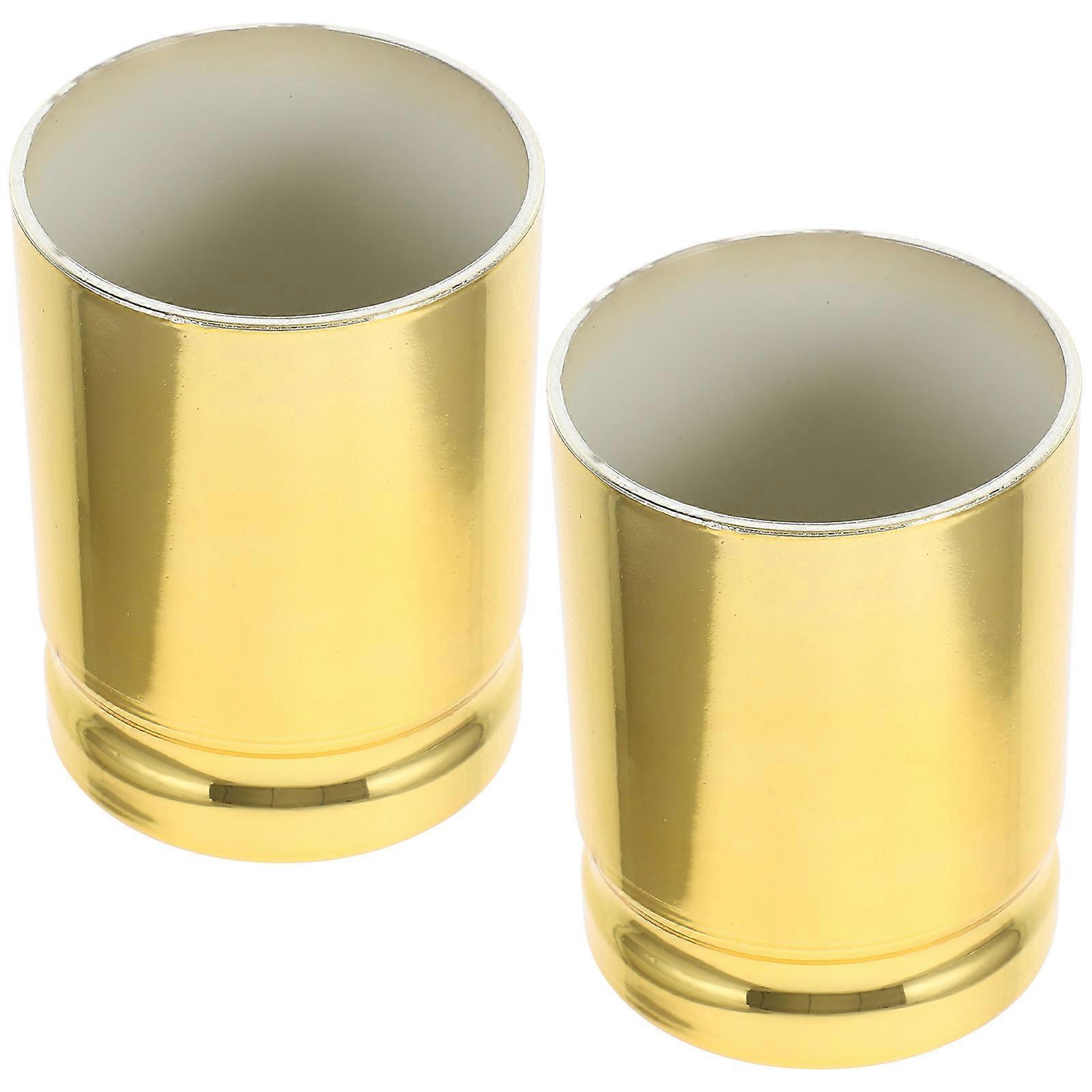Small Wine Cups Reusable for Party 2Pcs Reusable Golden Drink Cups