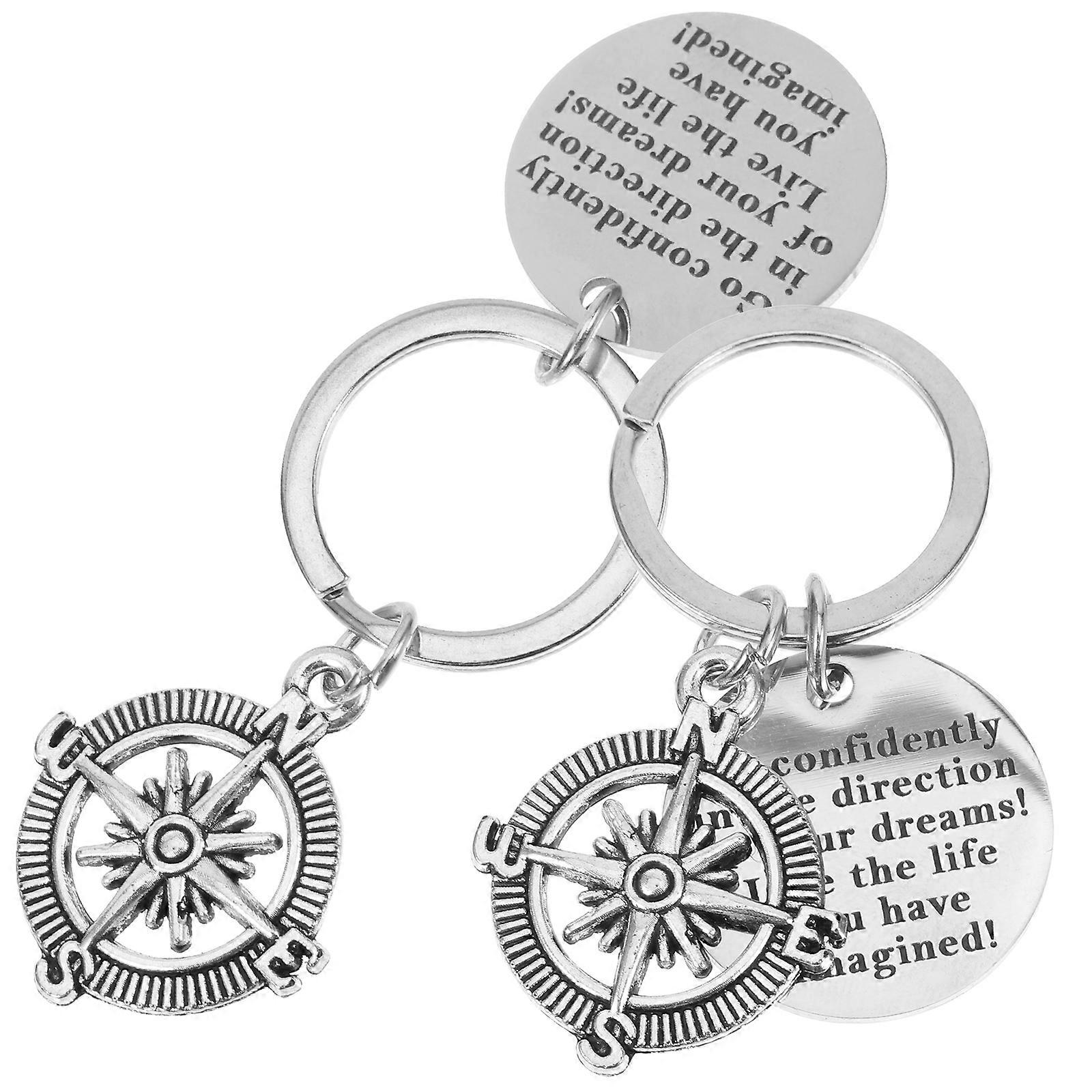 Creative Graduation Keychain 2Pcs Stylish Hanging Ornament For Friends And Classmates In Silver Color