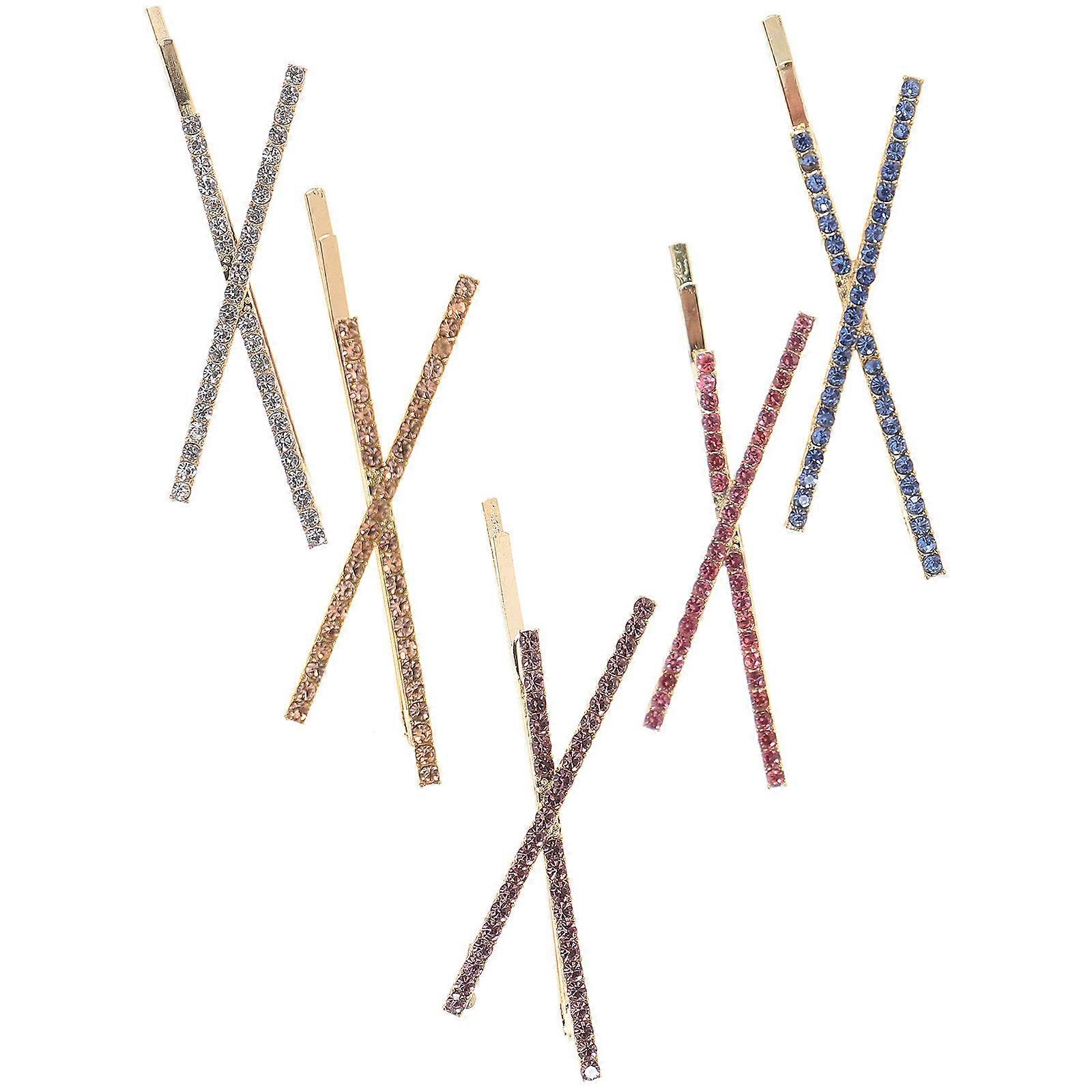 Grampo de cabelo com strass para mulheres, 5 peças, acessórios criativos para cabelo, cores sortidas