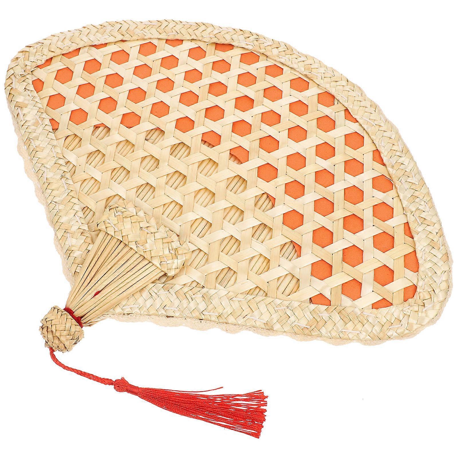 Wheat Straw Hand Fans Manual Summer Cooling Fan for Daily Use 5Pcs