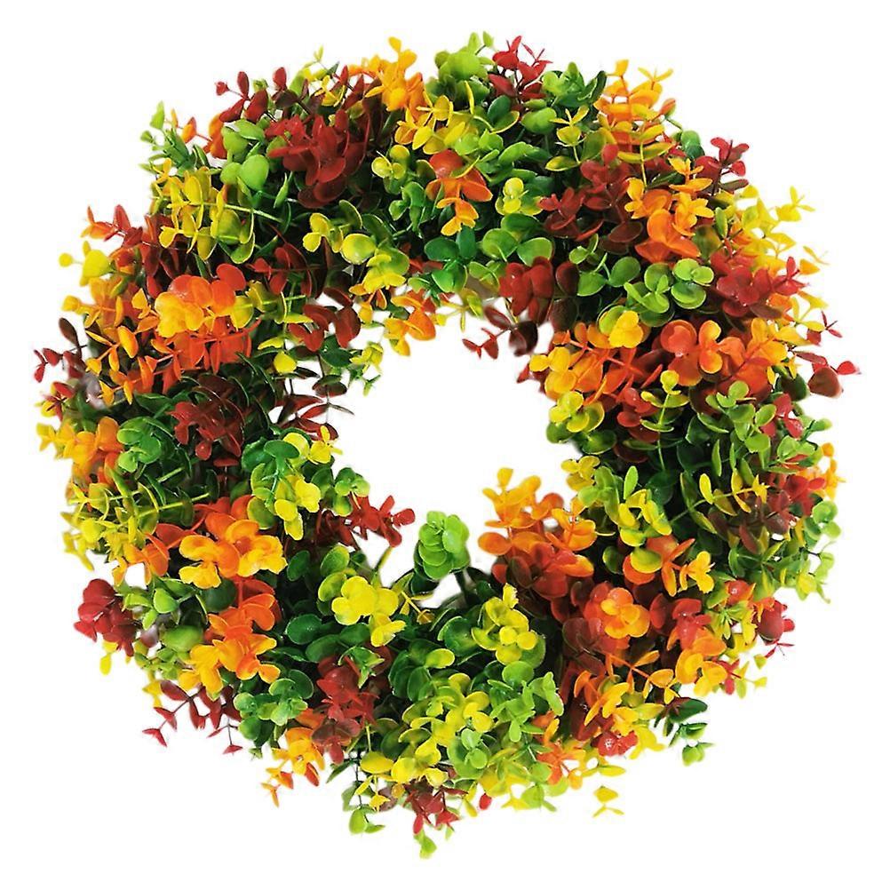 Colorful Leaf Garland for Decoration 2Pcs Artificial Eucalyptus Wreath Wedding