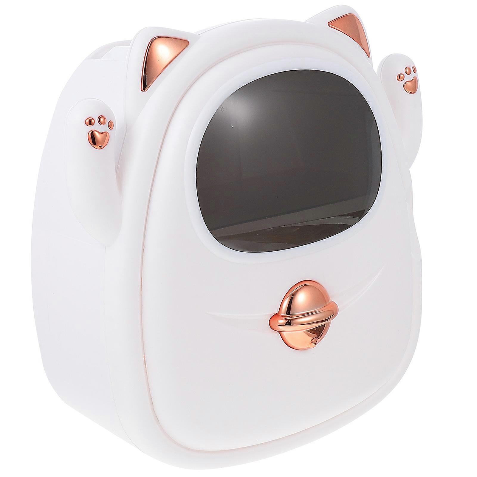 Wall-Mounted Tissue Box Plastic Holder for Storage in White Color