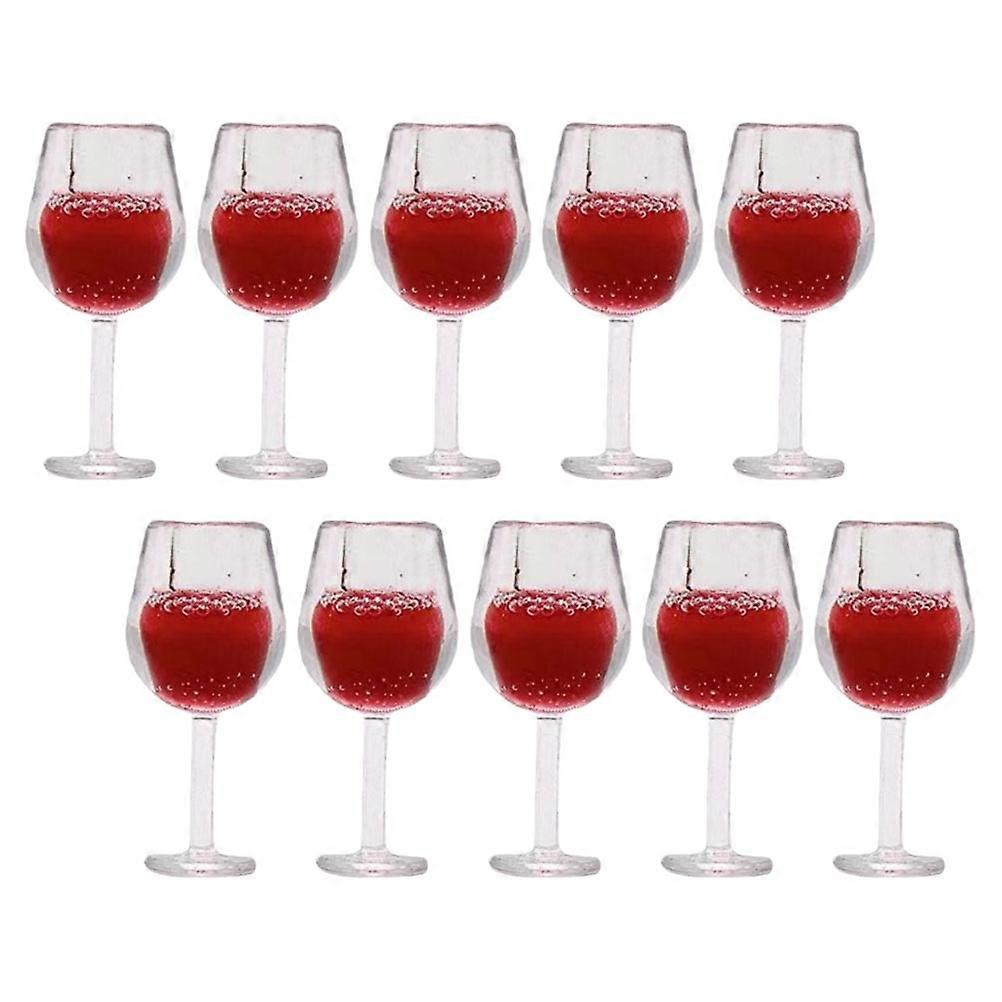 Miniature Wine Glasses for Playing 10Pcs Red Resin Micro Landscape Goblets