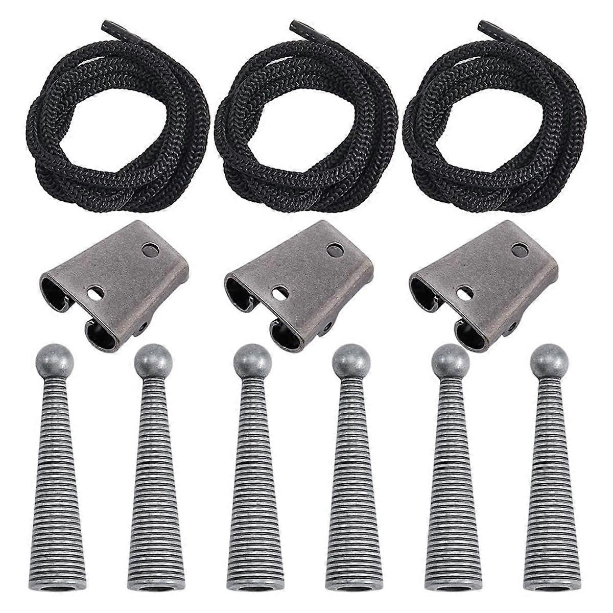 Bolo Tie Accessory Kit Round Slide Textured Tip Black Wire A