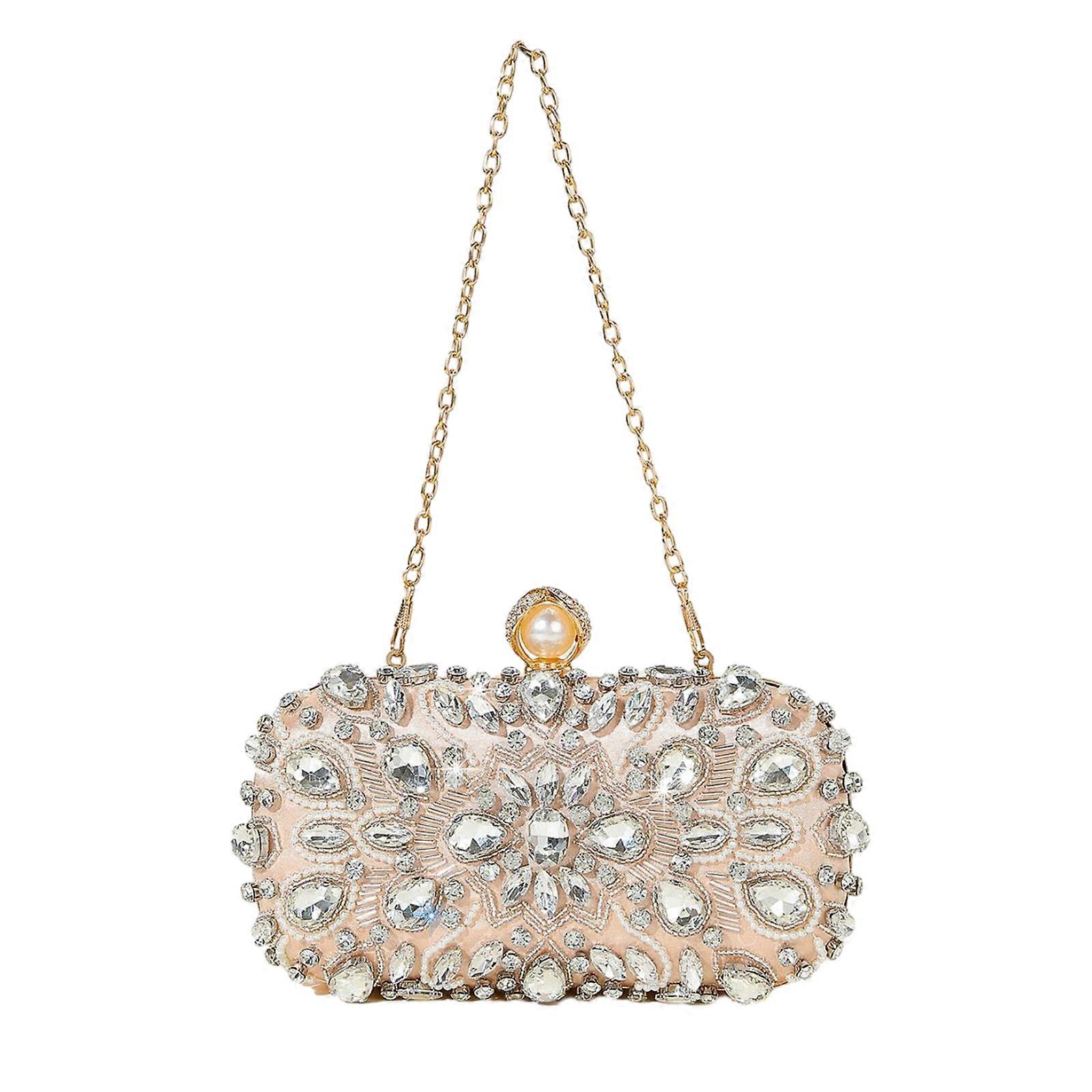 Elegant Evening Bag with Detachable Chain Strap Beading Dinner Bags for Parties and Weddings Multicolor